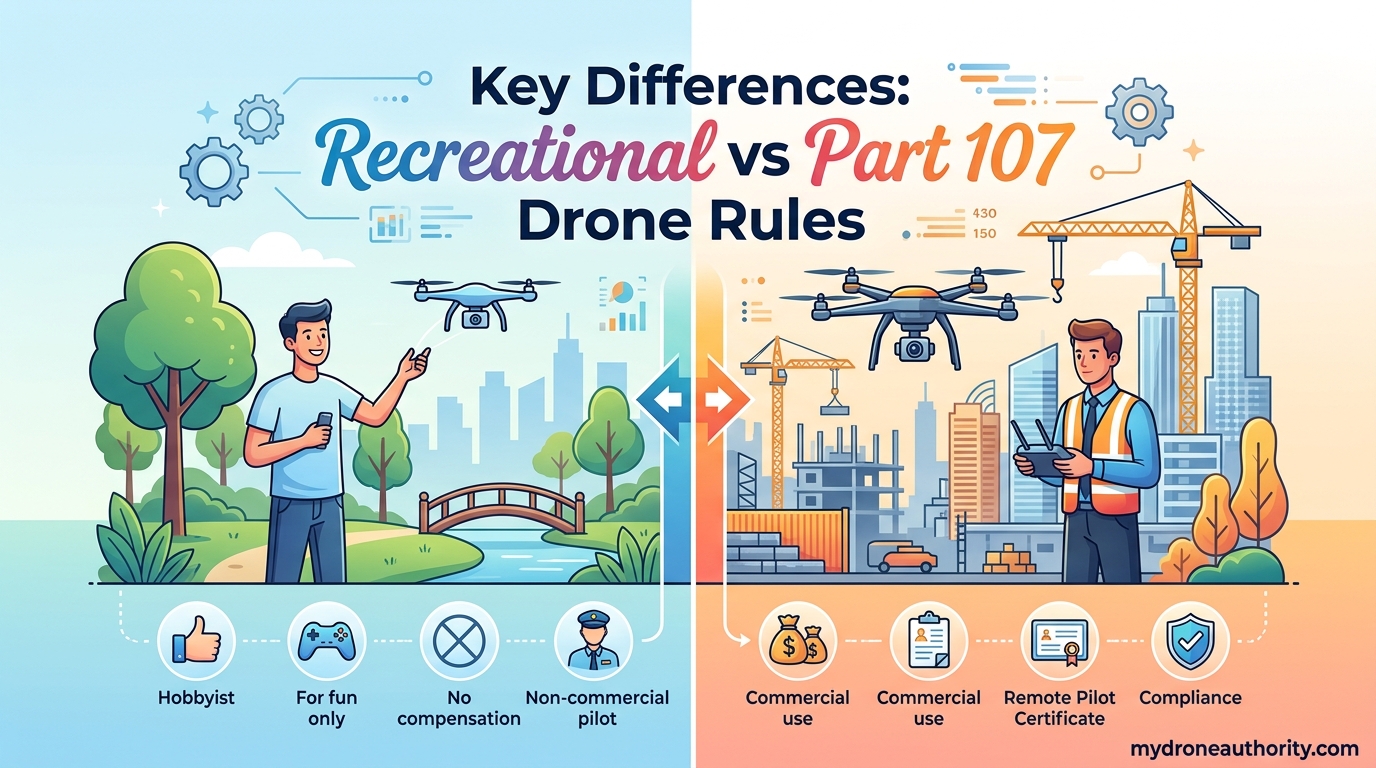 7 Key Differences Recreational vs Part 107 Drone Rules [cy] Guide