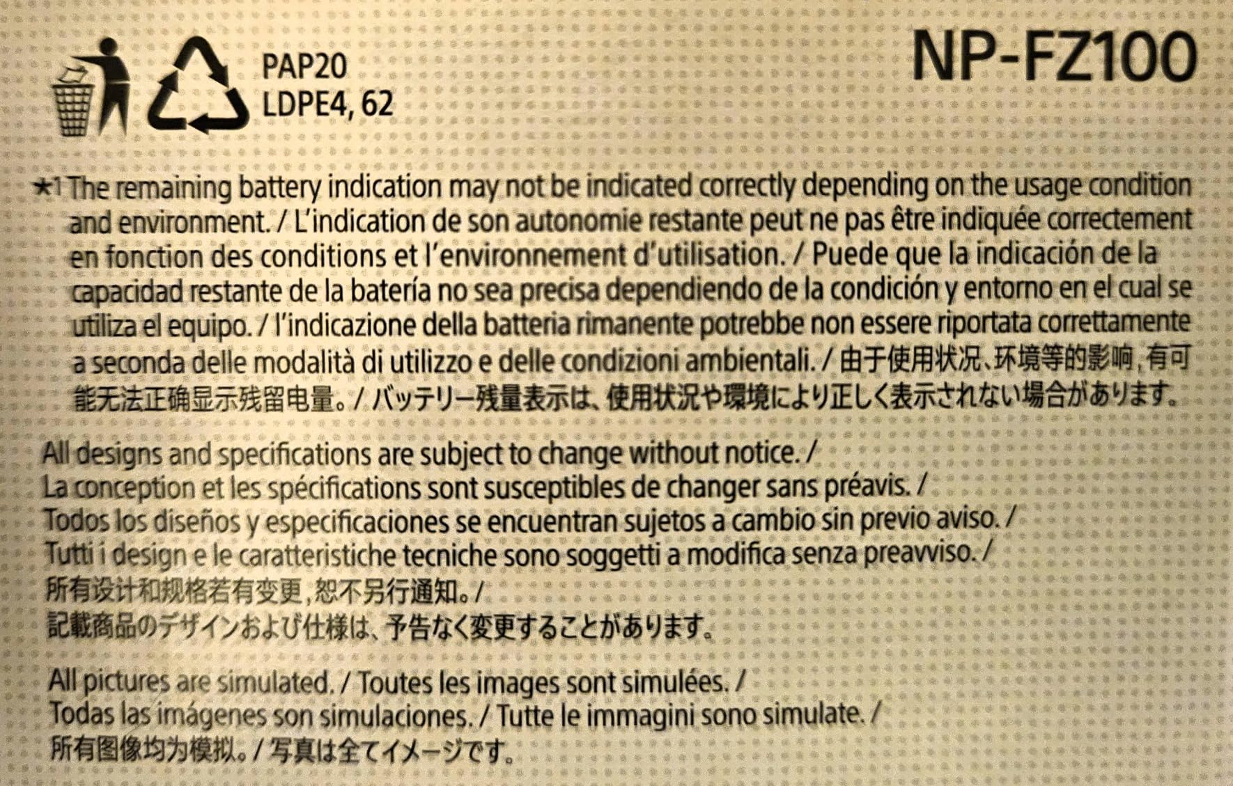 Sony NPFZ100 Z-Series Rechargeable Battery Pack for Alpha A7 III, A7R, A9 Digital Cameras customer photo 2