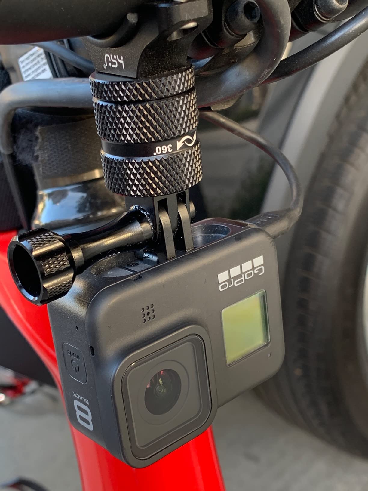 HSU Aluminum Bike Bicycle Handlebar Mount for GoPro Hero 13/12/11/10/9/8/7/6/5/4 Session AKASO Campark and Other Action Cameras, 360 Degrees Rotary Mountain Bike Rack Mount (Black) customer photo 1