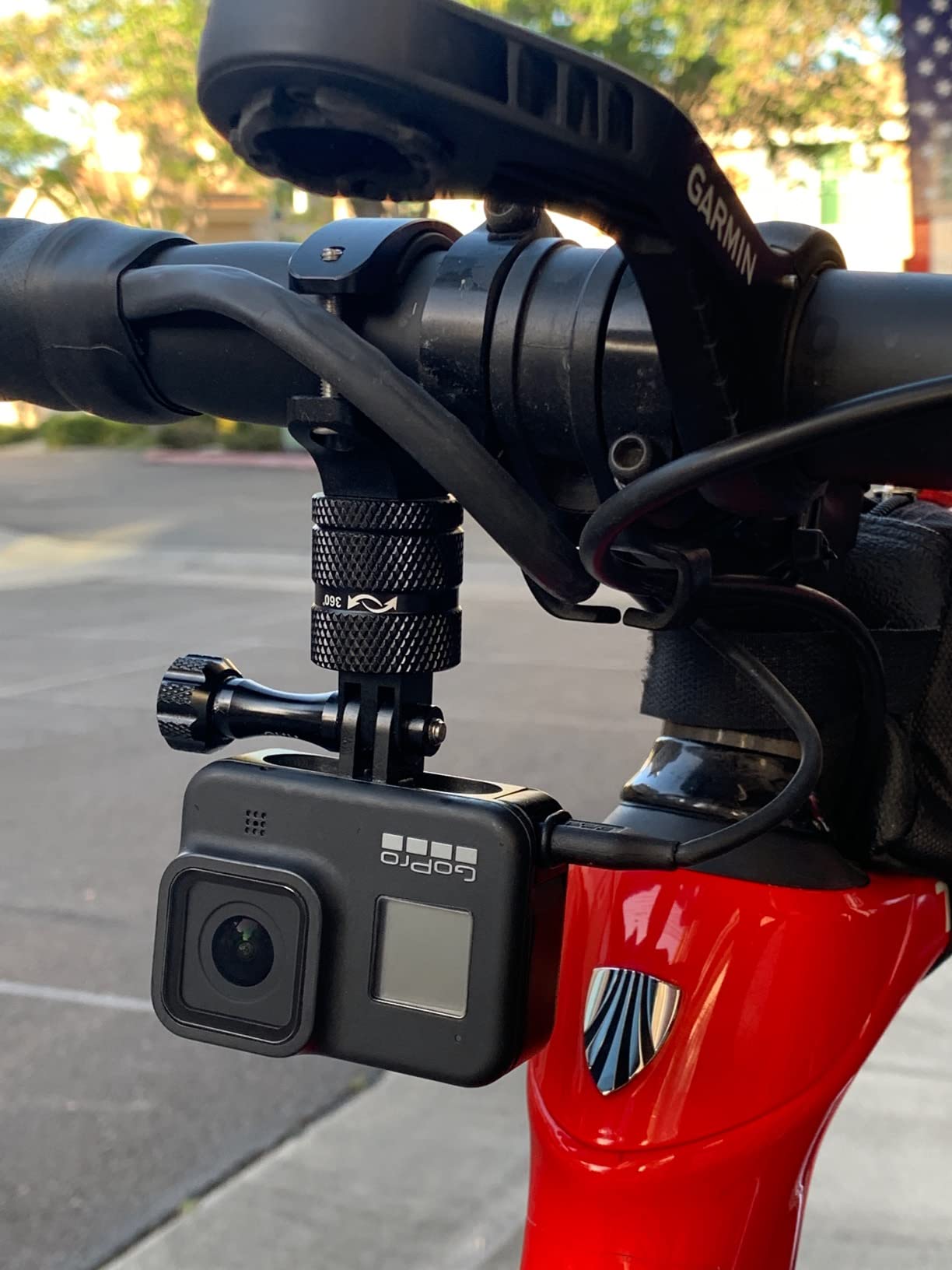 HSU Aluminum Bike Bicycle Handlebar Mount for GoPro Hero 13/12/11/10/9/8/7/6/5/4 Session AKASO Campark and Other Action Cameras, 360 Degrees Rotary Mountain Bike Rack Mount (Black) customer photo 2