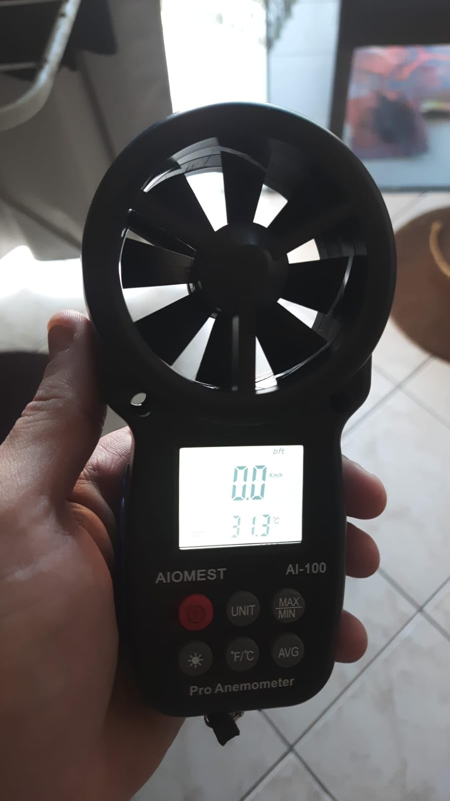 AIOMEST Digital Anemometer, Handheld Wind Speed Meter AI-100, Airflow Gauge Measures Air Temperature C/F Velocity for HVAC with Wind Chill Backlight customer photo 1