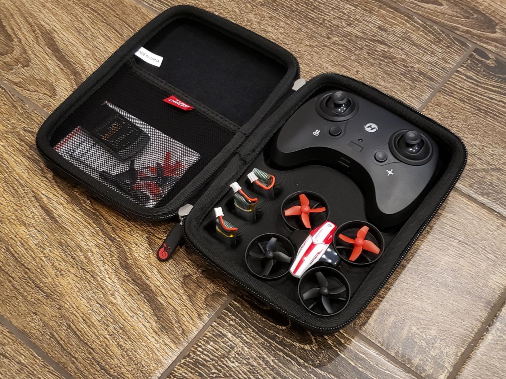 Hermitshell Hard Travel Case for Holy Stone HS210 Mini Drone RC Nano Quadcopter Indoor Small Helicopter Plane (Not Include The Drone) (Black+Blue) customer photo 2