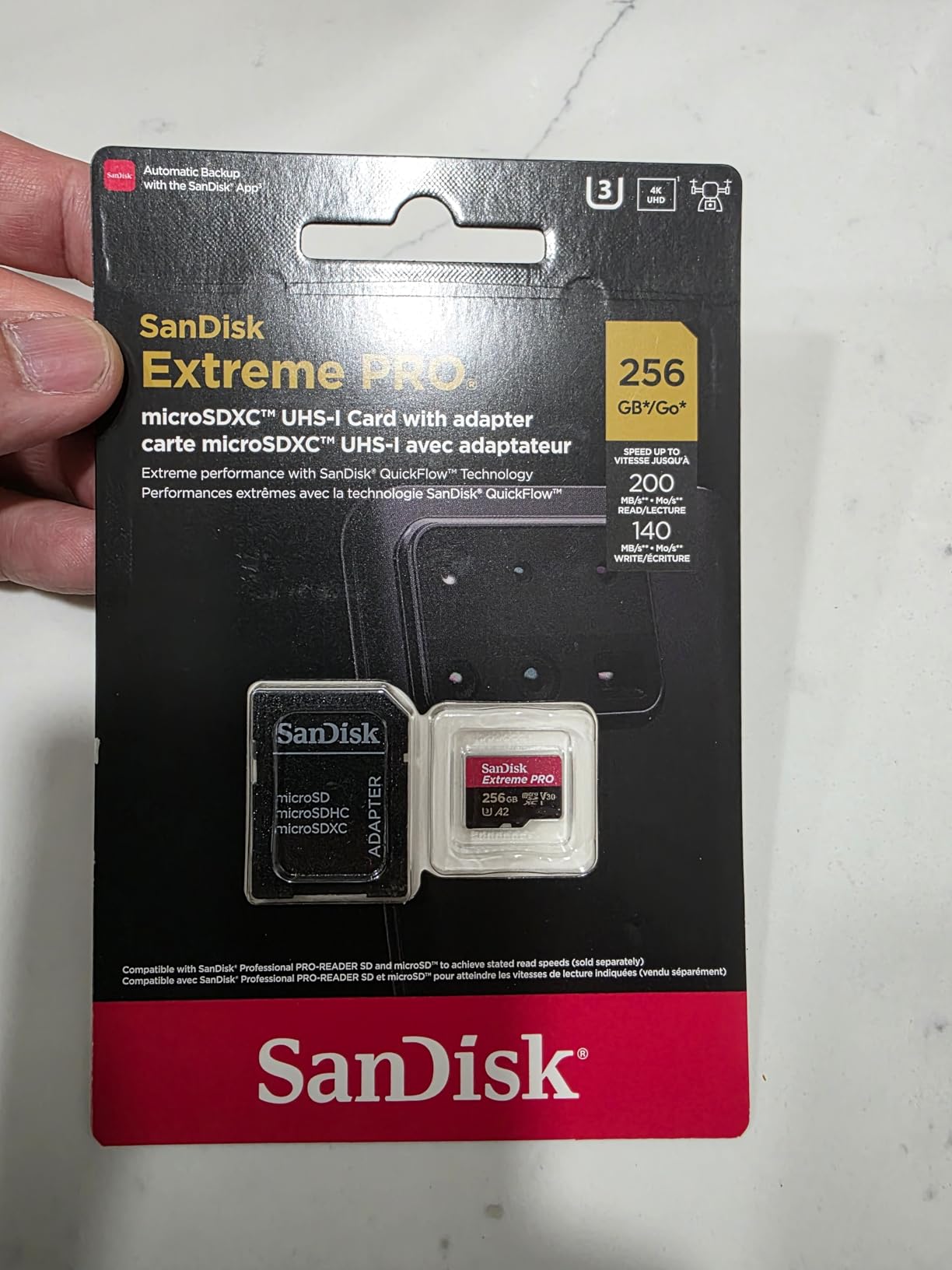 SanDisk Extreme PRO 256GB Class 3/UHS-I (U3) V30 microSDXC customer photo 1