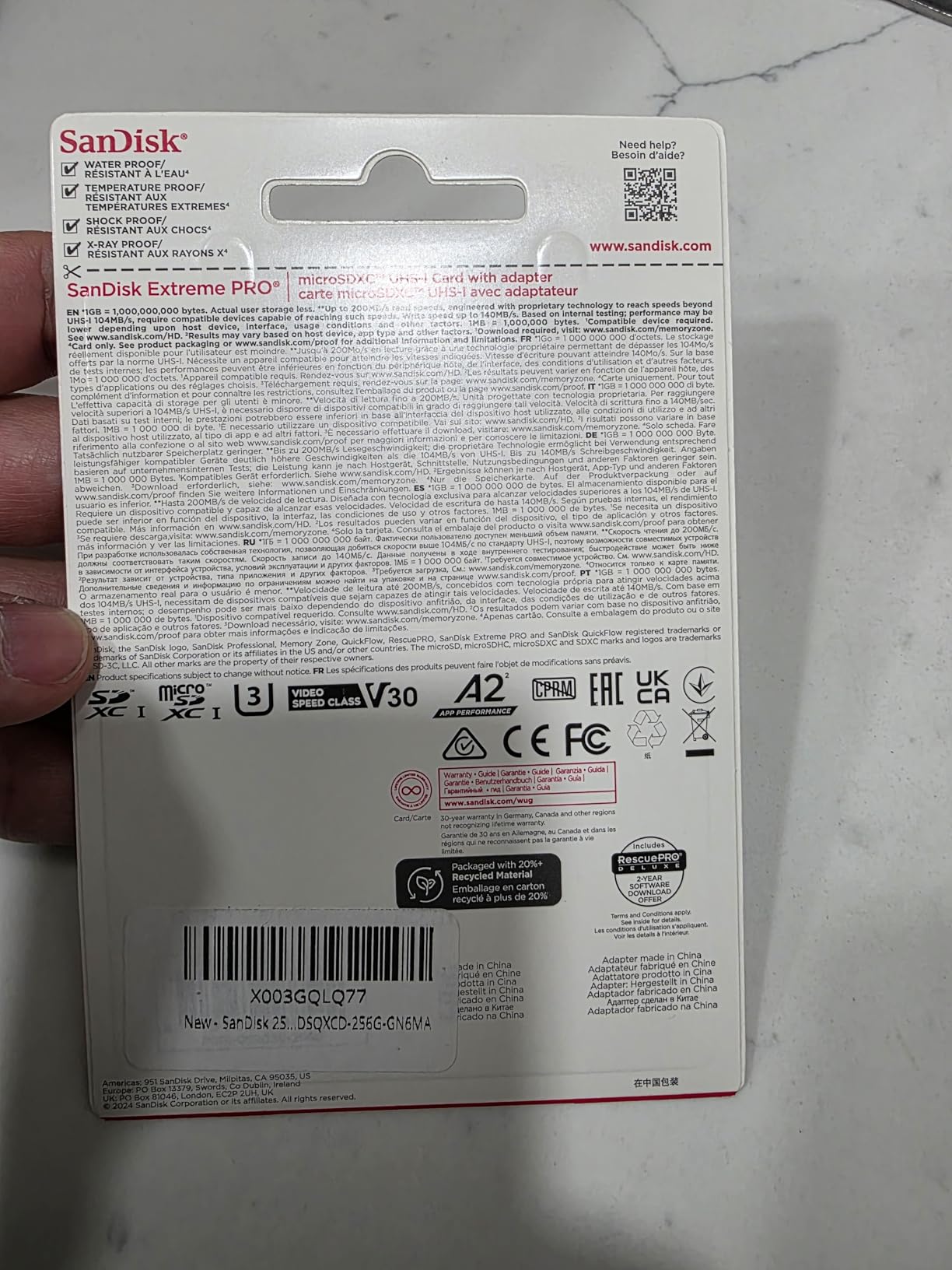 SanDisk Extreme PRO 256GB Class 3/UHS-I (U3) V30 microSDXC customer photo 2
