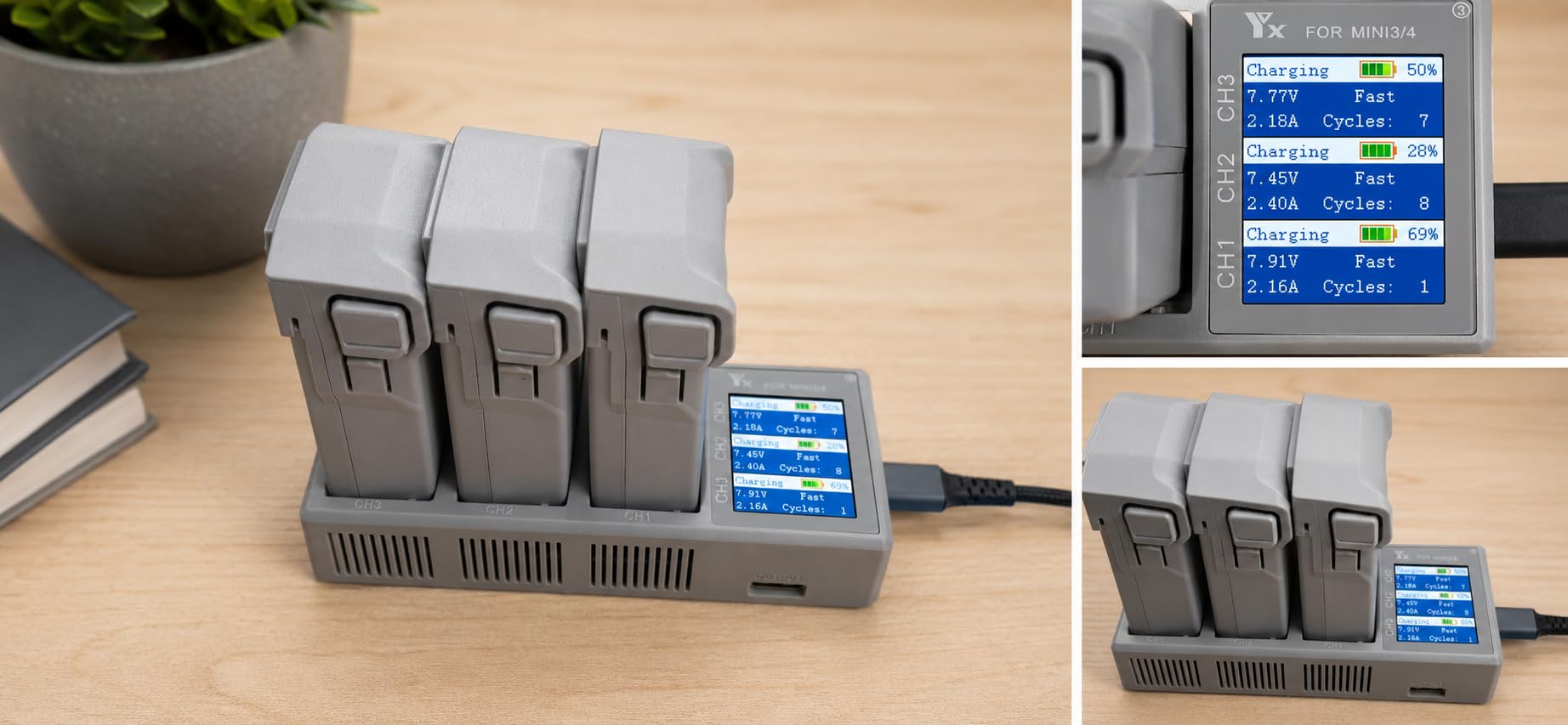 100W Multifunction LCD Charger with Storage Charge, Discharge for DJI Mini 5 4 Pro, Mini 3 Battery, Charging Three Batteries, Two-Way Hub Accessories customer photo 1