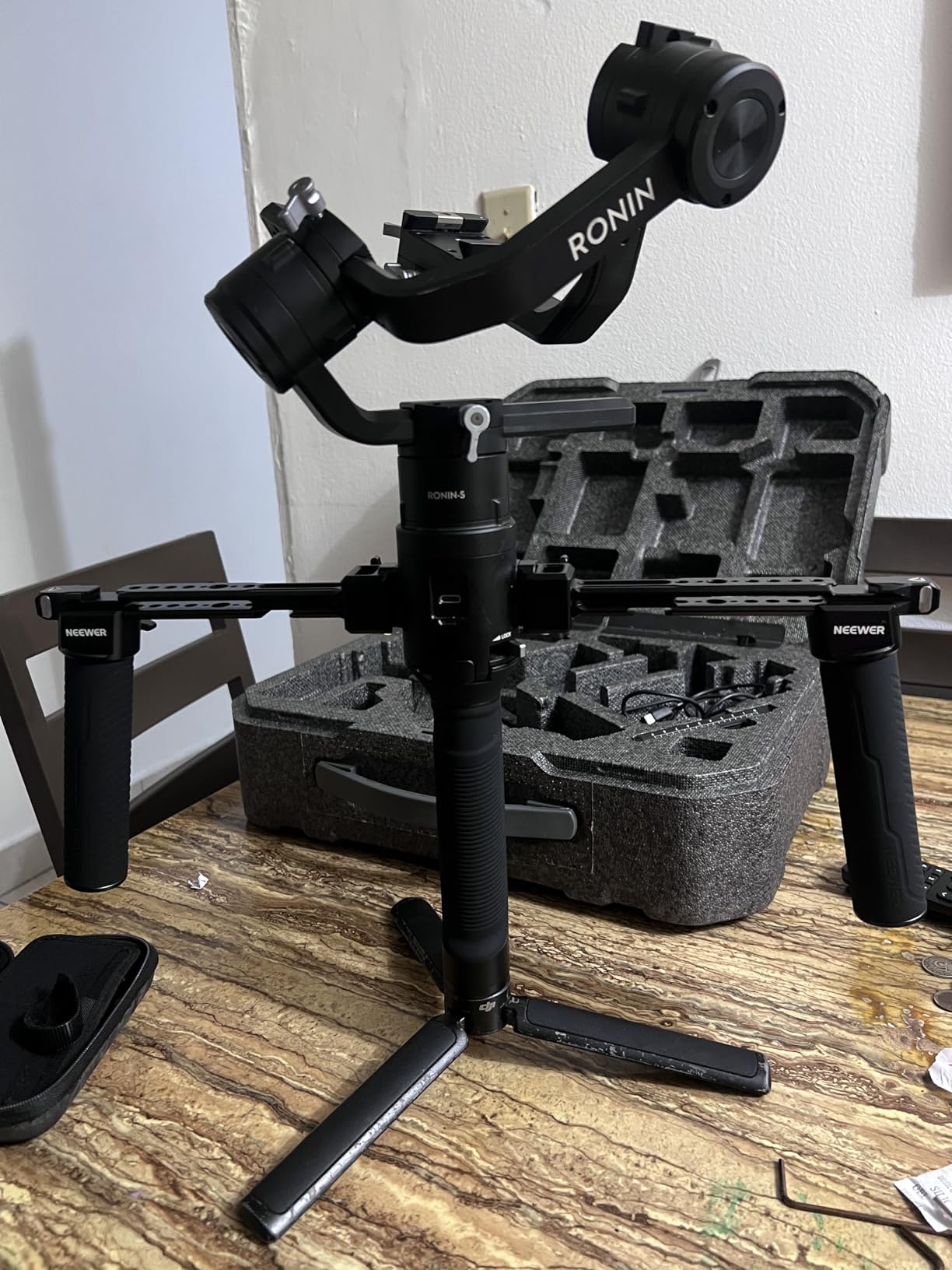 NEEWER Dual Handgrip Compatible with DJI RS5 RS4 RS4 Pro RS3 RS3 Pro RS2 RSC2 Ronin S SC Gimbal, Dual Handle Kit with 2 Mini NATO Rails, Quick Release NATO Clamps, 1/4