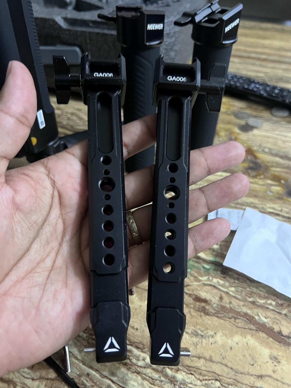NEEWER Dual Handgrip Compatible with DJI RS5 RS4 RS4 Pro RS3 RS3 Pro RS2 RSC2 Ronin S SC Gimbal, Dual Handle Kit with 2 Mini NATO Rails, Quick Release NATO Clamps, 1/4