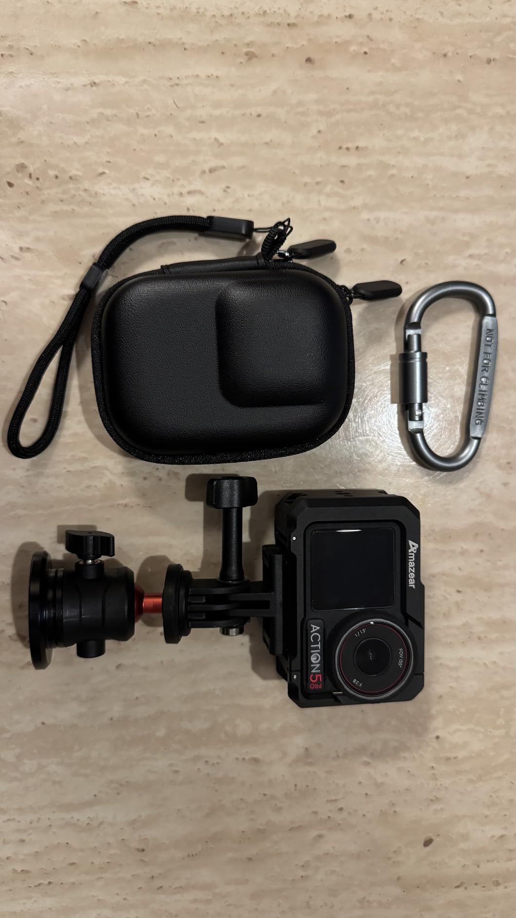 Carrying Case for DJI Osmo Action 5 Pro/6/4/3, Small Storage Bag for GoPro, PU Hard Travel Protector Case for Insta360 Ace/Ace Pro/2 with Wrist Strap & Carabiner Protective Accessories (Black) customer photo 1