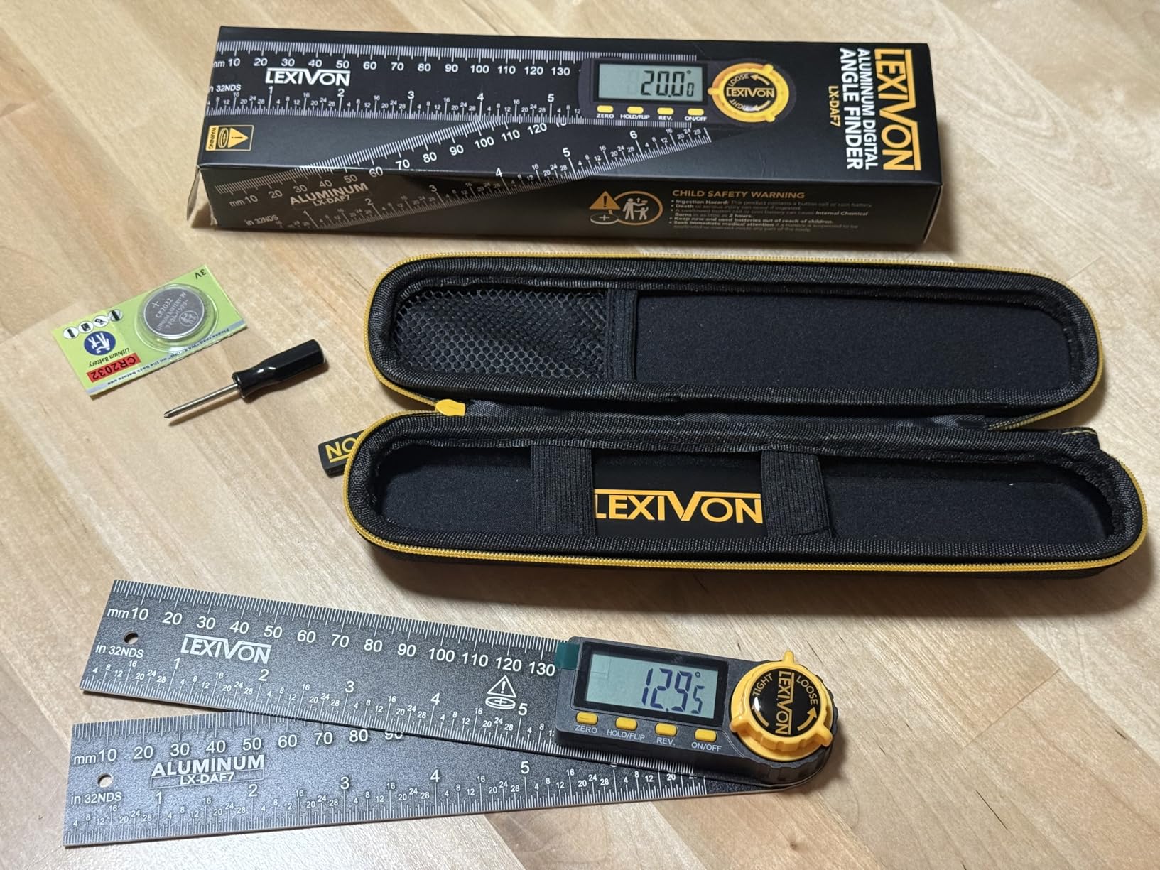 LEXIVON Aluminum Digital Angle Finder Gauge, 7-inch/180mm Multi-Purpose Protractor, Includes XL Display and Rugged Zippered Pouch (LX-DAF7) customer photo 1