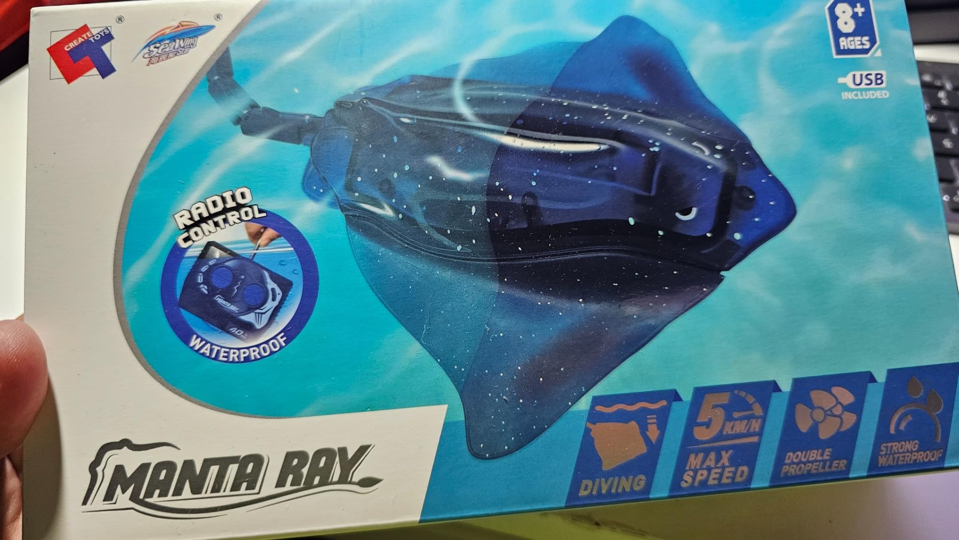 Remote Control Diving Stingray Pool Toys Rechargeable RC Boat for 8-12 Kids | 23 Inch Diving High Simulation Robot Manta Ray, LED Lights Summer Water Bathtub Toy customer photo 2