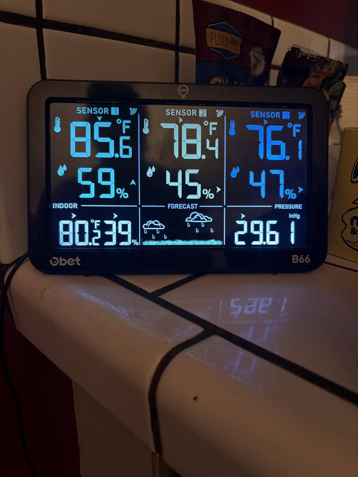 OBET Weather Station Wireless Indoor Outdoor Thermometer Wireless, Color Display Digital Temperature and Humidity Monitor with 3 Sensors, Alerts, Adjustable Backlight, USB Port (500 Feet) customer photo 1