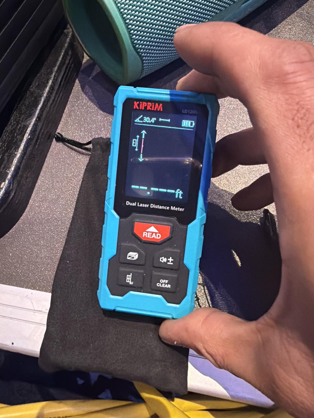 Kiprim 393ft Dual Laser Distance Measuring Tool LD120S, 120m Total Range, Electronic Level, Precise Measurements, and Pythagorean Function - Ideal for Construction, DIY, and Home Renovation customer photo 1