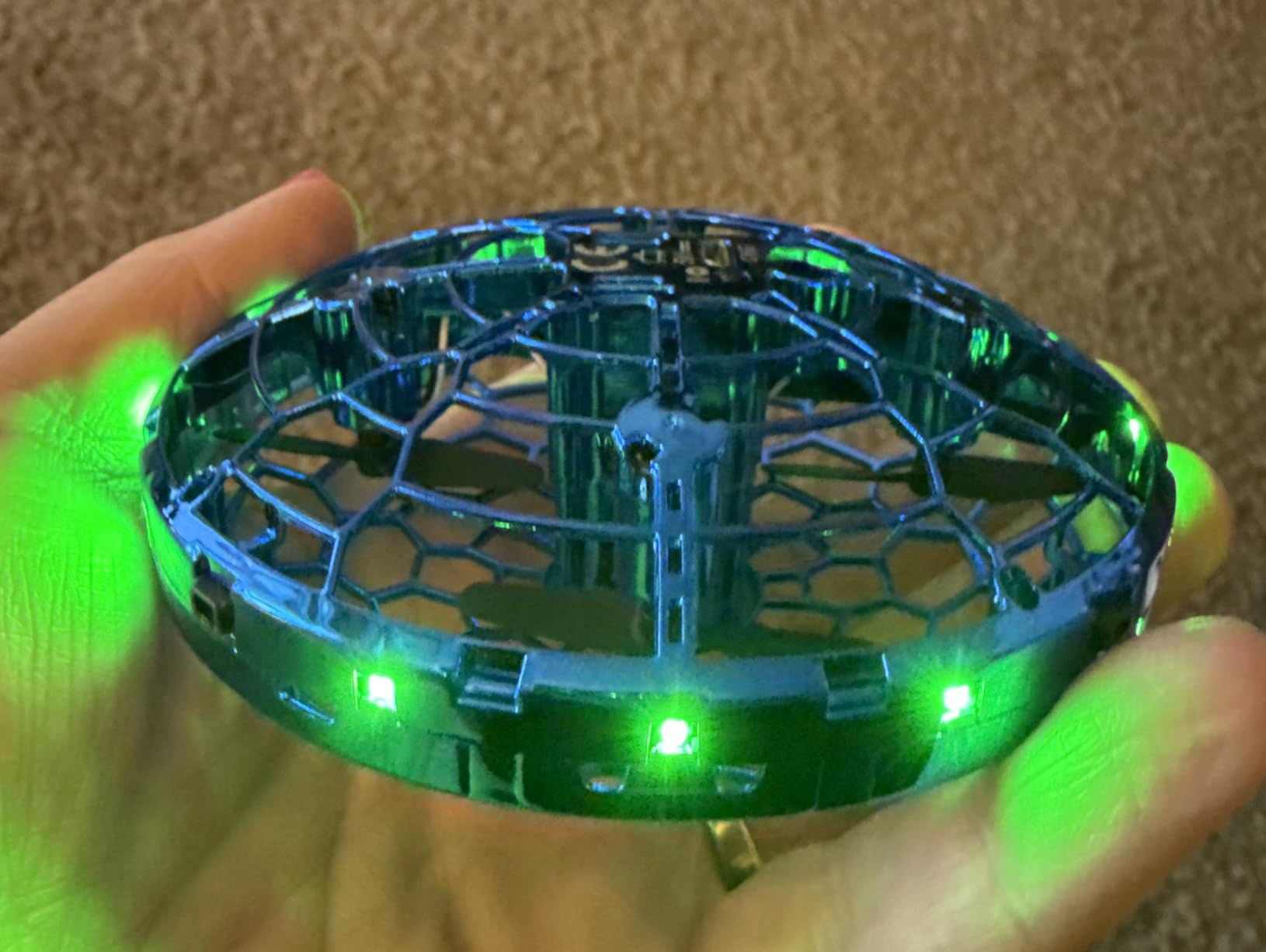 Hand Operated Flying Toy Drone for Kids, 360 Hands Free Motion Sensors Mini Drone with Cool LED Lights, Easy Indoor Small UFO Toy Flying Ball Drone for 6 7 8 9 10+ Year Old Boys and Girls (Blue) customer photo 1