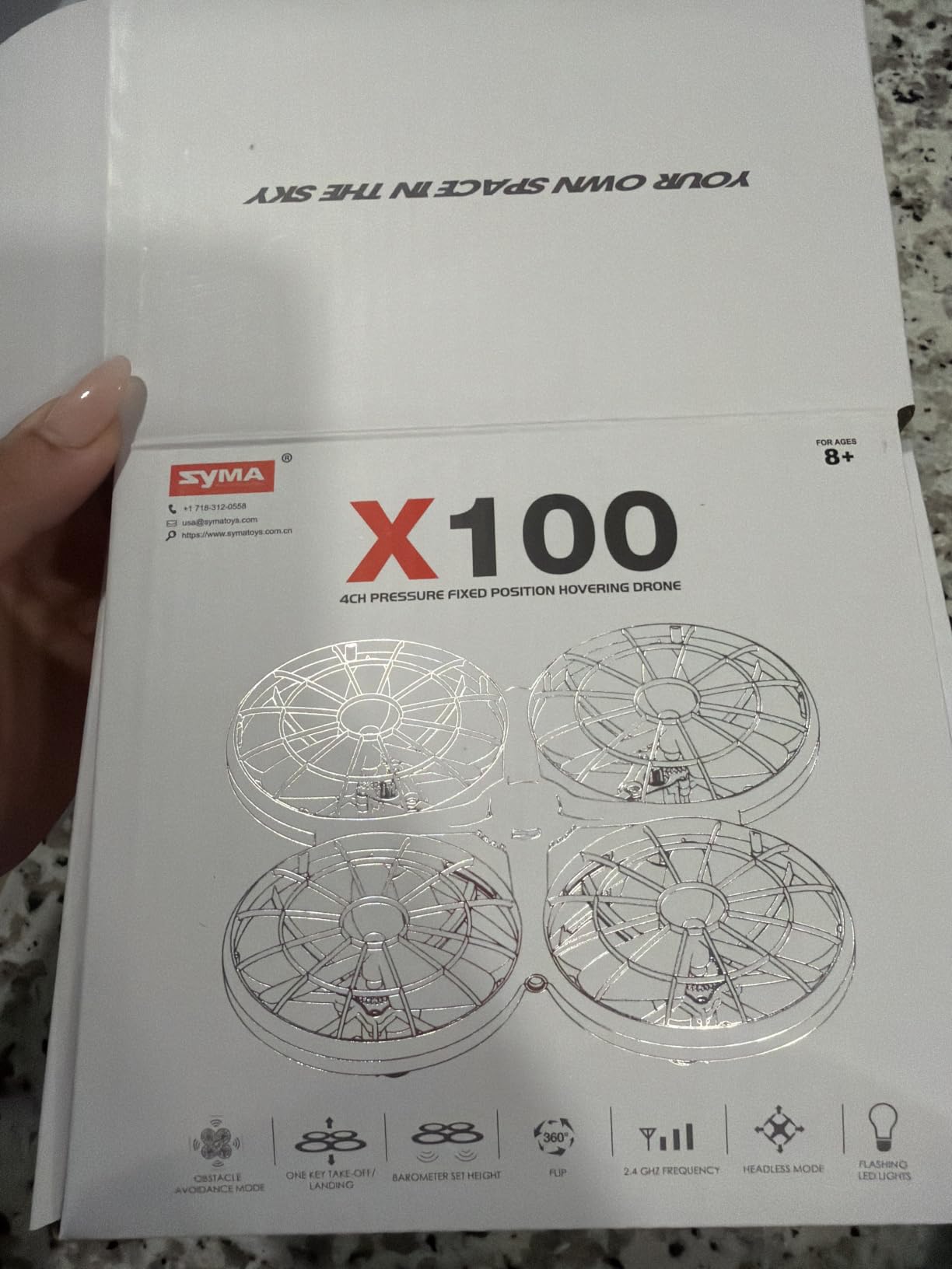 SYMA X100 Drone for Kids 8-12, Automatic Obstacle Avoidance, Up to 20 Mins Flight Time(2 Batteries), One-Key 360°Flips and Altitude Hold, Full-Guard Safe Indoor Drone Gift for Boys & Girls customer photo 1