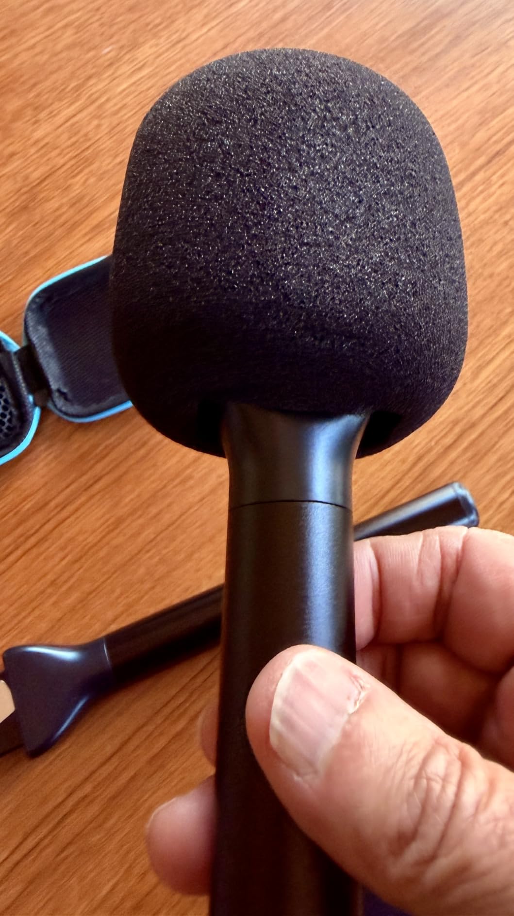 Mic Handle for DJI 1/2/3/Mini 1/2, Microphone Holder for Rode Wireless GO/Hollyland Lark/Lavalier Mic, Universal Magnetic Microphone Stand with 3 Pop Filter for Vlogging/Interview/Podcast/Reports customer photo 2