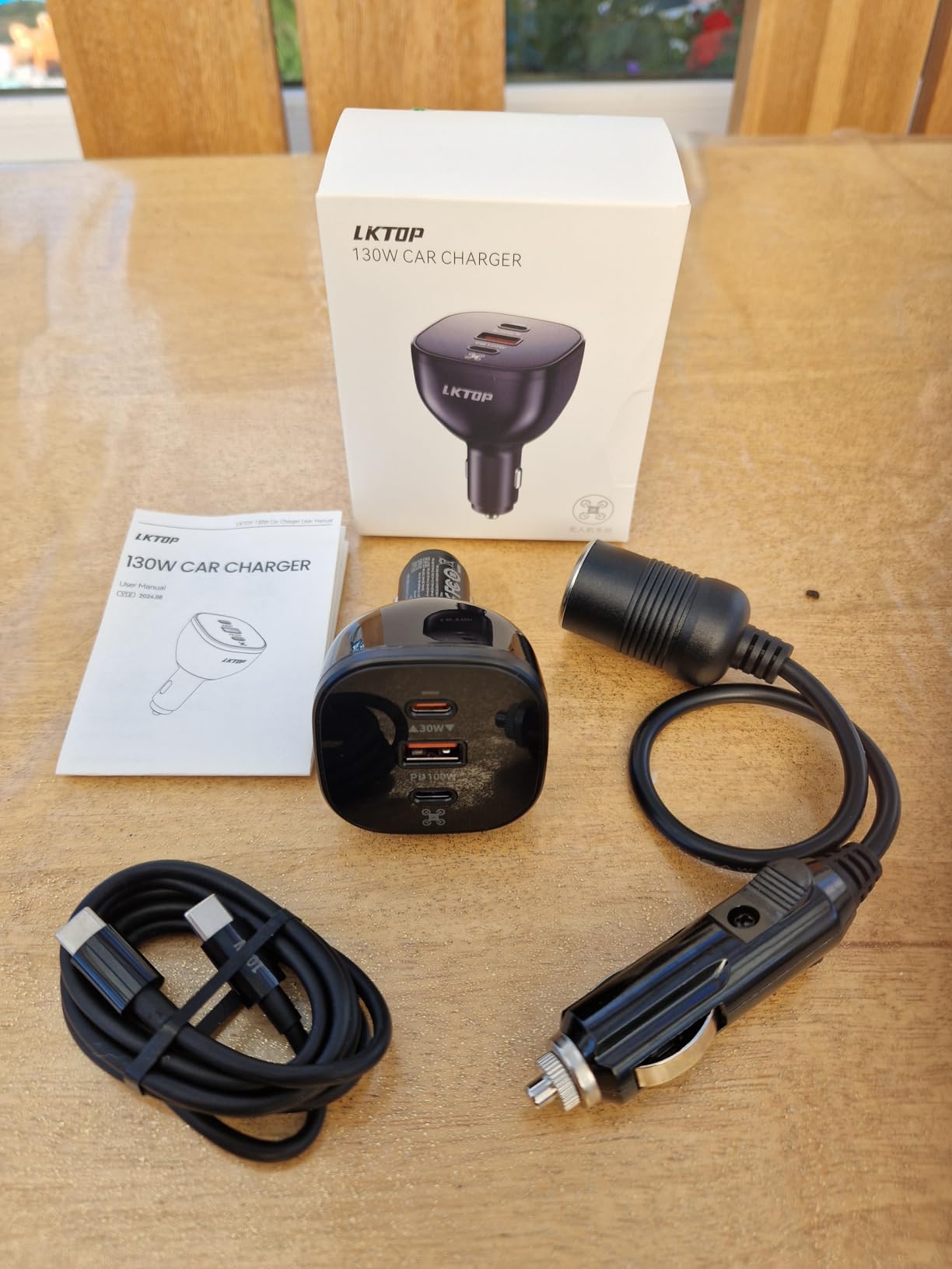LKTOP 130W Drone Car Charger for DJI/Potensic/Holy Stone/Skyrover, 3-Port USB-C/USB-A Power Adapter for DJI Mini/Air/Mavic 4 Pro/Mavic 3/Avata/Flip/Neo Series, Charging Hub (Extension Cord Included) customer photo 1