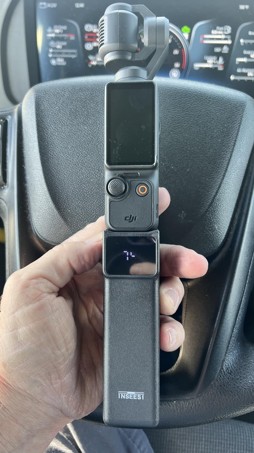 Battery Handle Compatible with DJI Osmo Pocket 3 and Pocket 4 Accessories, with Digital Screen for Pocket 3 Battery Grips for Xtra Muse Built-in 5000mAh Battery Fast Charging and Reserved 1/4
