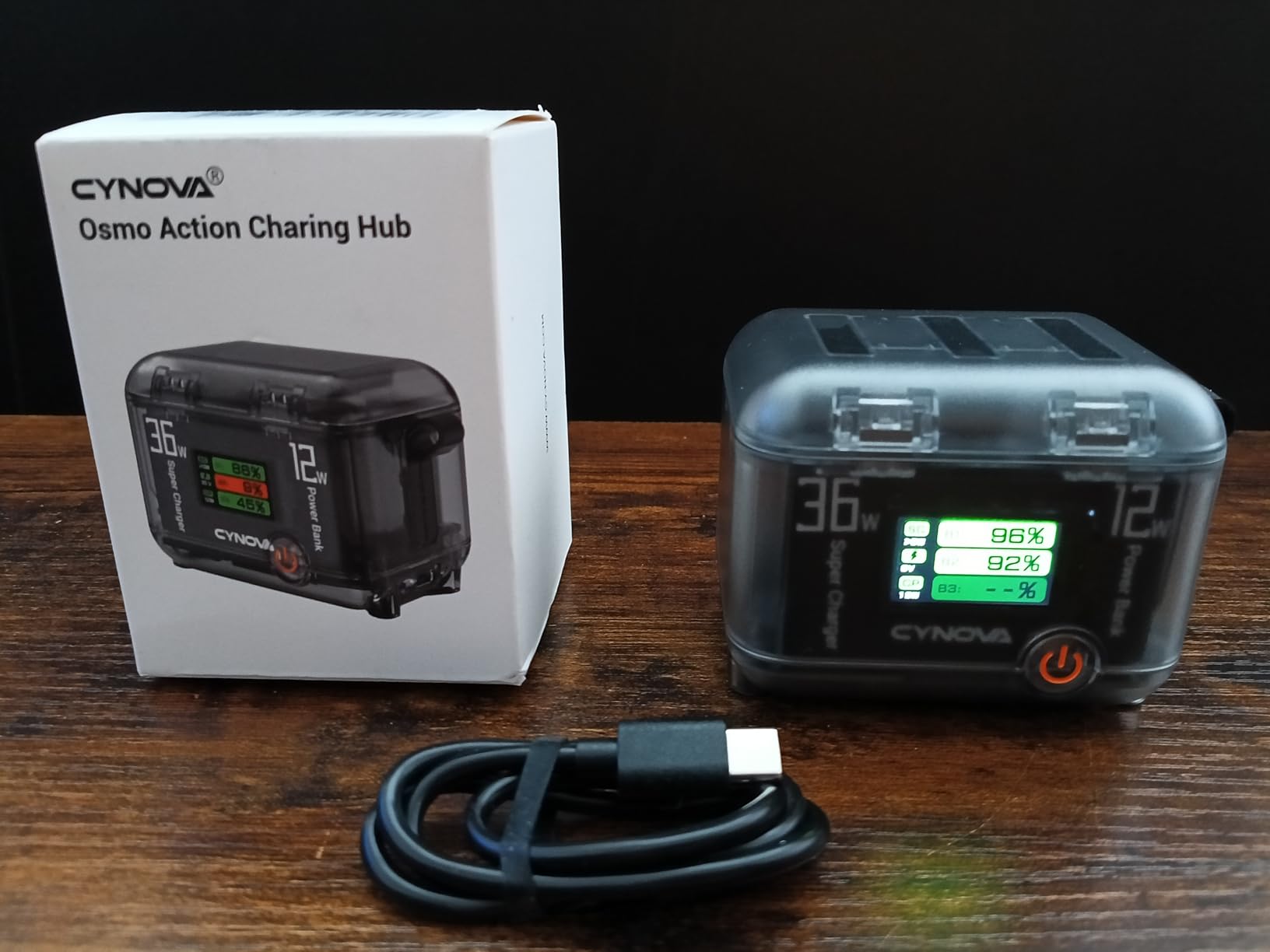 Battery Charger for DJI Osmo Action 6 Accessories | for DJI Osmo Action 5 Pro/4/3/Osmo 360. Intelligent OLED Screen Triple-Slot 36w USB Power Delivery (Pd) Fast Charging Case customer photo 1