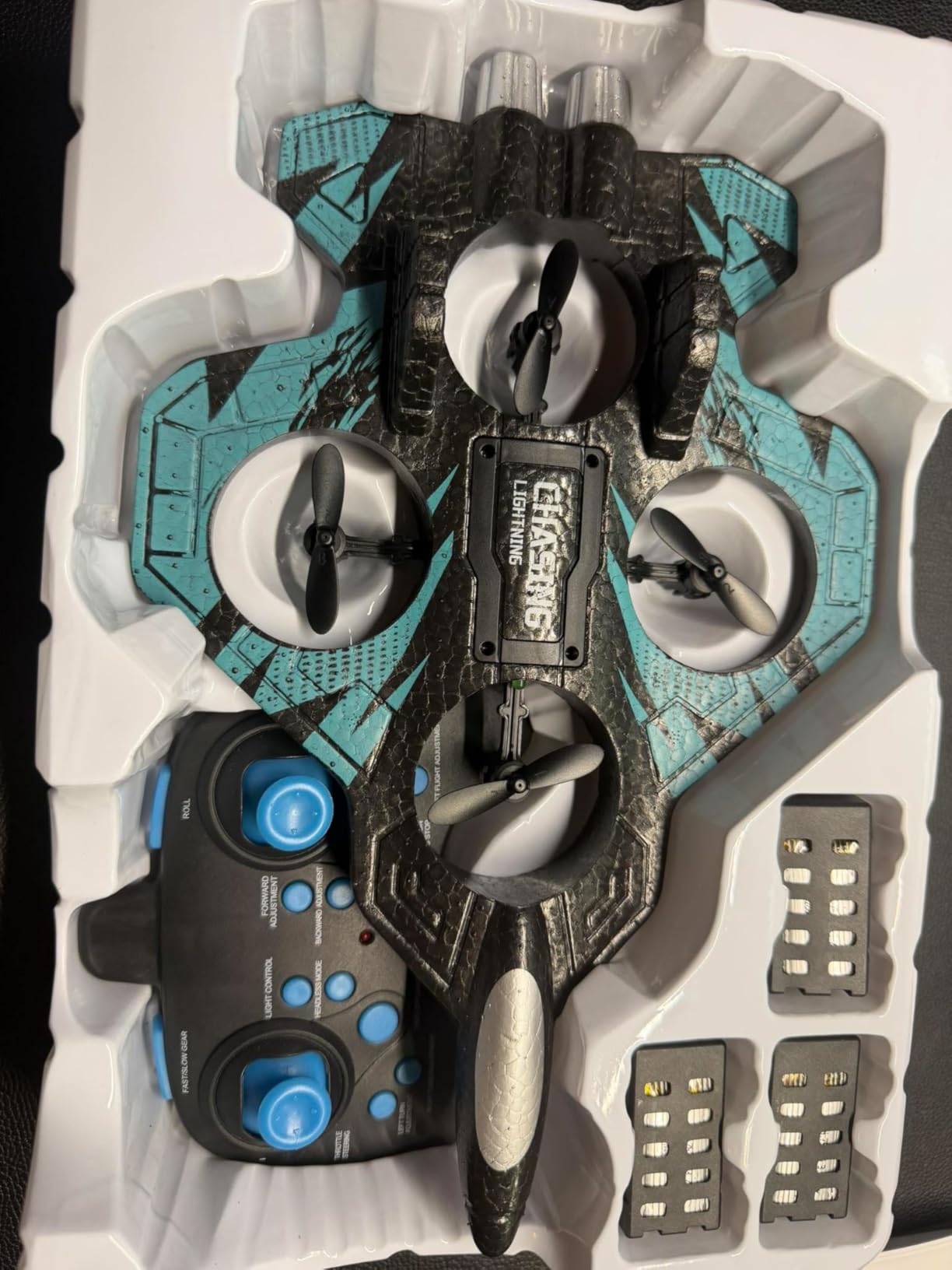 Foam RC Airplane with Cool Led Light, 360° Flip and Headless Mode, Remote Control Airplane RC Plane for Kids Adults Aged 6+, RC Flying Toy for Kids, Birthday Gift - Black Blue customer photo 2