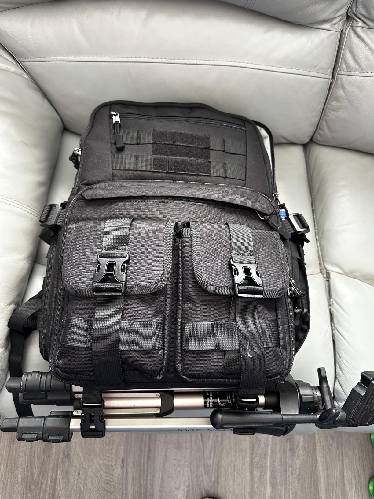 RAINSMORE Camera Bag Backpack for DSLR/SLR/Mirrorless Camera, 15.6 Inch Waterproof Tactical Photography Case with Rain Cover & Tripod Holder, Black customer photo 2