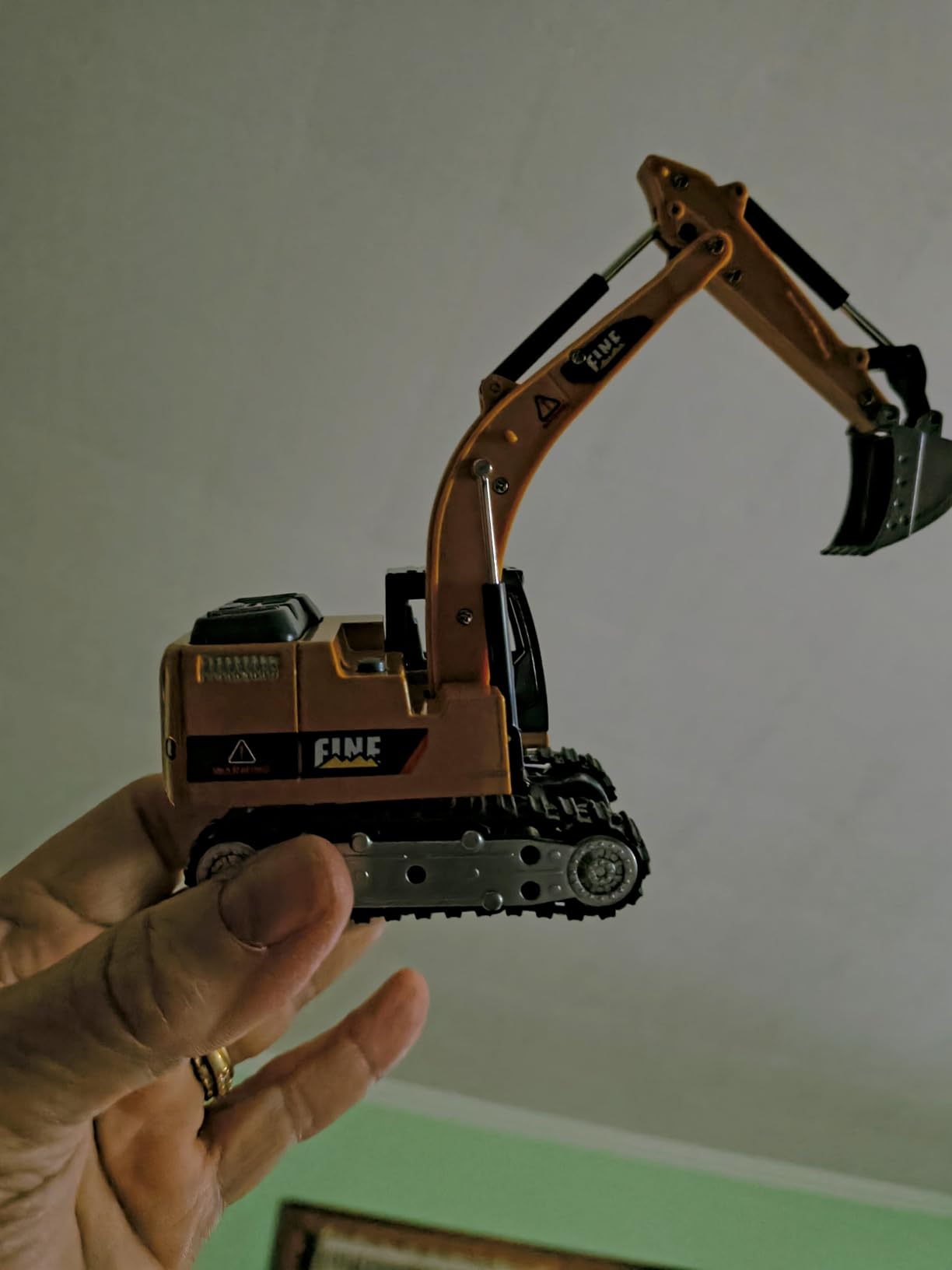 mini RC Excavator Toy 1:64 Remote Control Alloy Construction Vehicle | Die-cast metal forklift model with remote/APP control, STEM building kit, about 1 hour playtime, gift for kids and adults customer photo 2