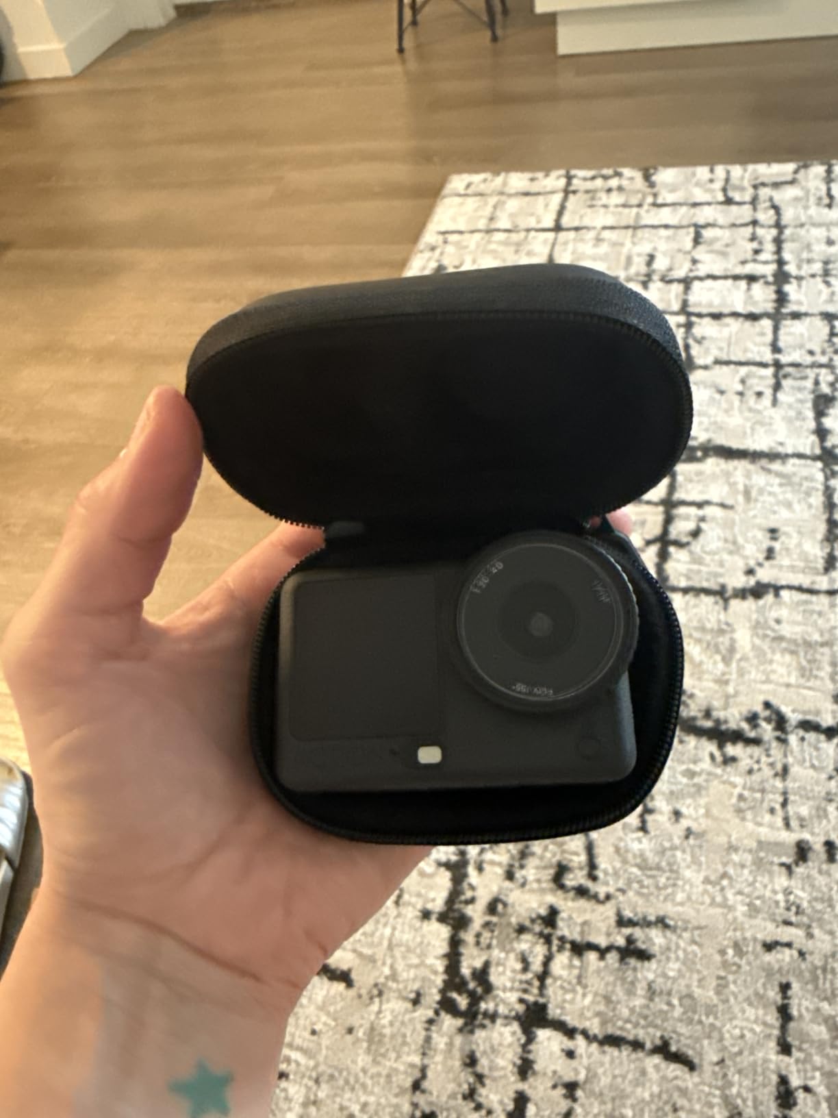 AMAZEAR Carry Case for DJI OSMO Action 6/5 Pro/4 Accessories, Action6 Portable and Compact Travel Bag Hard Leather Case with Soft Inner for Protection, Storage (Must Be Used with a Metal Cage), Black customer photo 1