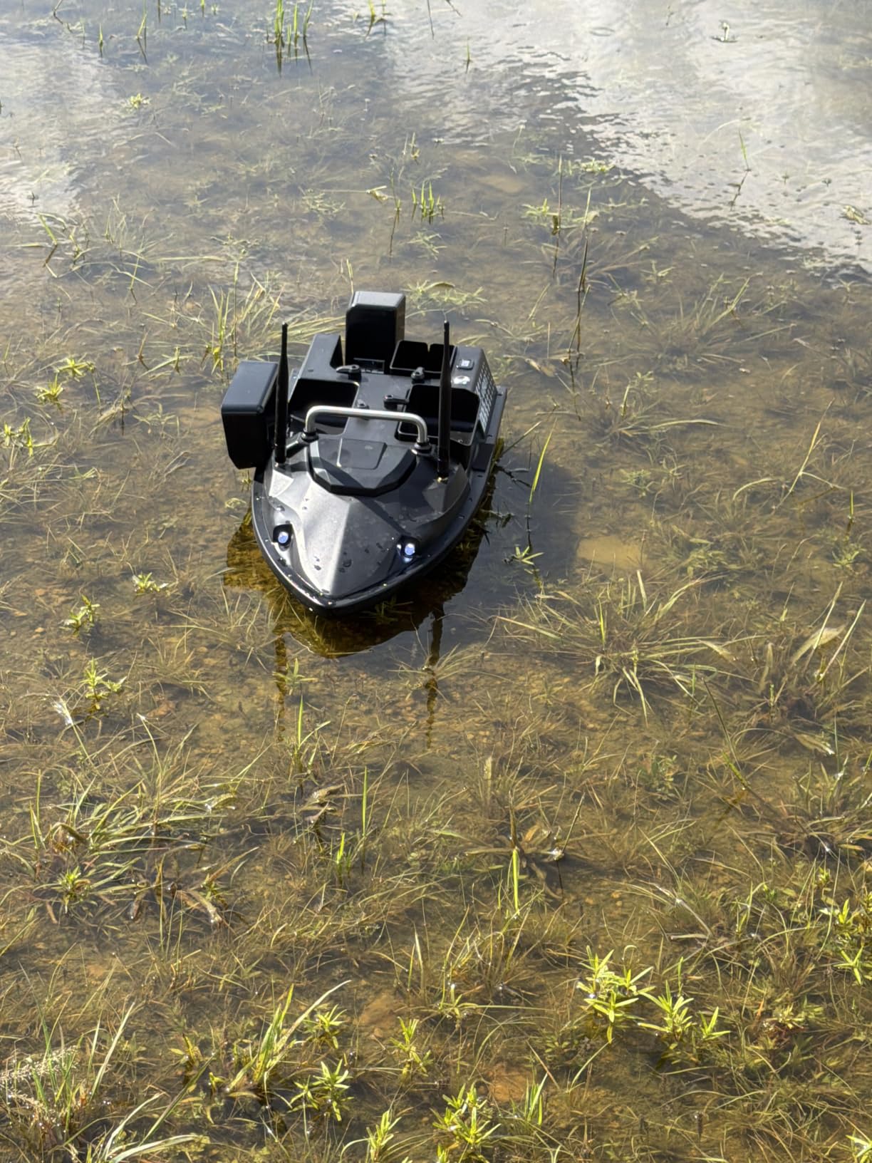 RC Bait Boat, Cruise Control, 4 Bait Slots, 6.6LBS Load Capacity for Adult | Remote Control Fishing Bait Boat, 12000mAh Battery and Motors, 1640FT Range, with LED Light, Hook Release & Backpack (Black) customer photo 2