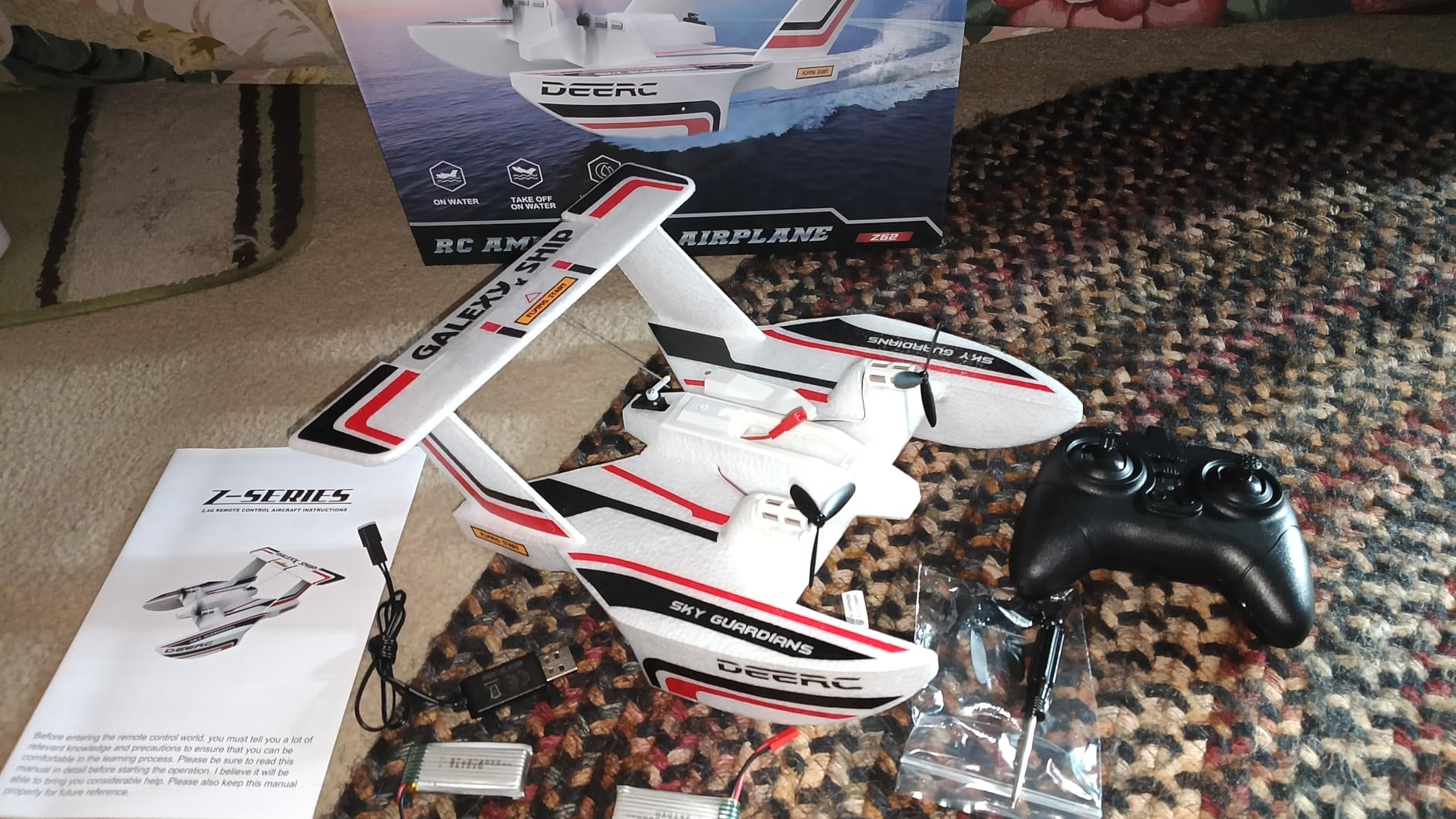 DEERC RC Plane for Water Land & Air, Amphibious Tri-Phibian Aircraft, 3CH Remote Control Plane W/ 2 Batteries, 2.4GHz RTF Airplane Glider for Boy Girl customer photo 1