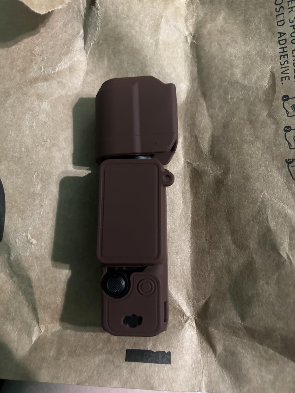 Case for DJI Osmo Pocket 3/Xtra Muse Camera, Soft Silicone Protective Case, Anti-Scratch, Slim Fit Skin with mic Cover and Screen Protector Accessories for Osmo Pocket 3/Xtra Muse (Brown) customer photo 1
