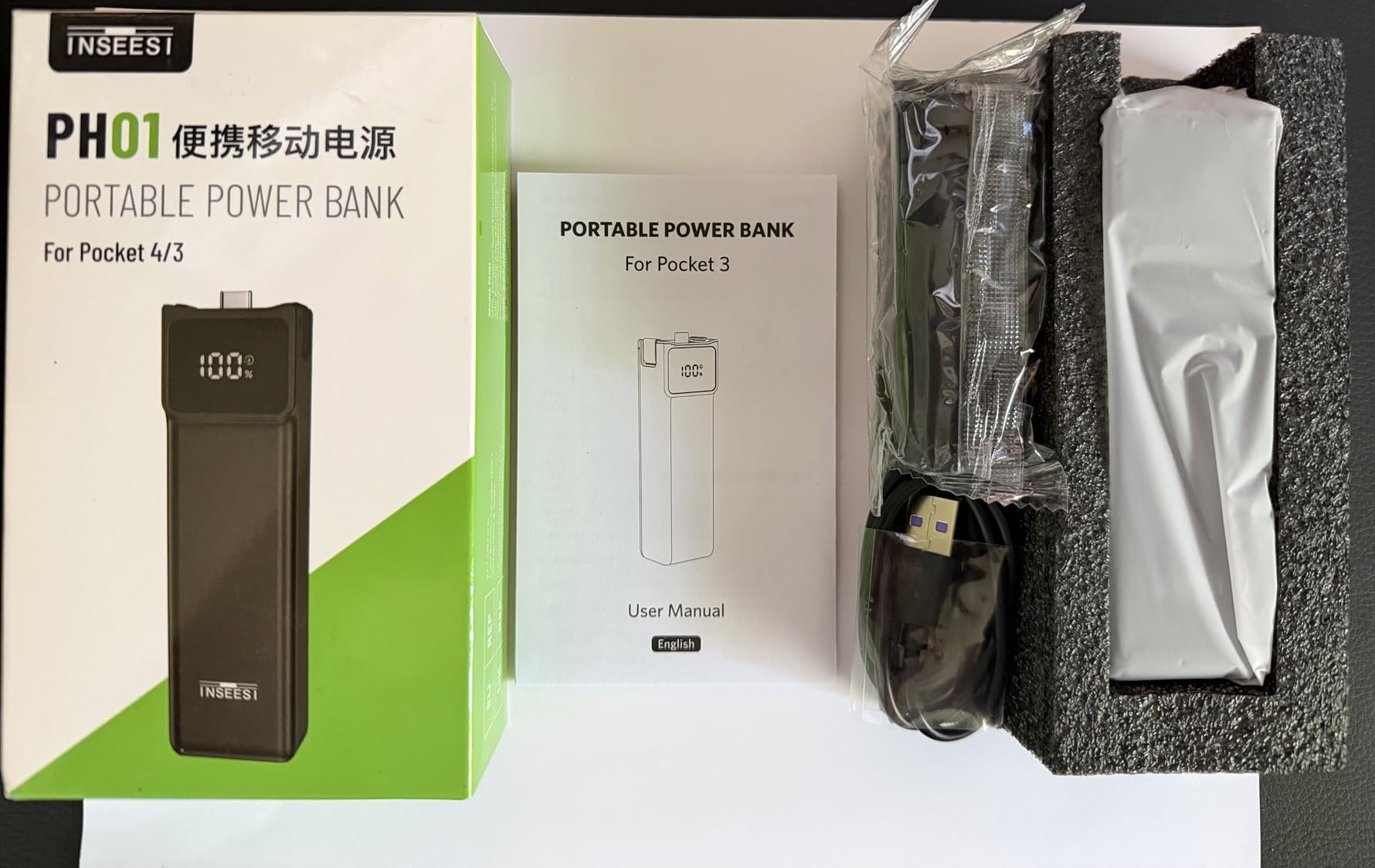 Battery Handle for DJI Osmo Pocket 3/ Pocket 4, Portable Battery Grip Pack for Xtra Muse Accessories with Mini Tripod, 5000mAh, 22.5W Fast Charging, 1/4
