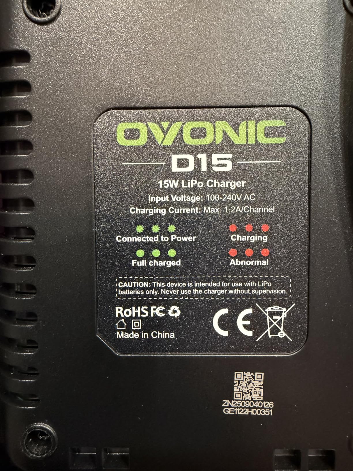 OVONIC D15 Dual LiPo Battery Charger AC 15W 1.2A for 1S-3S LiPo Batteries, RC Battery Balance Charger for RC Cars, Boats, Drones customer photo 1