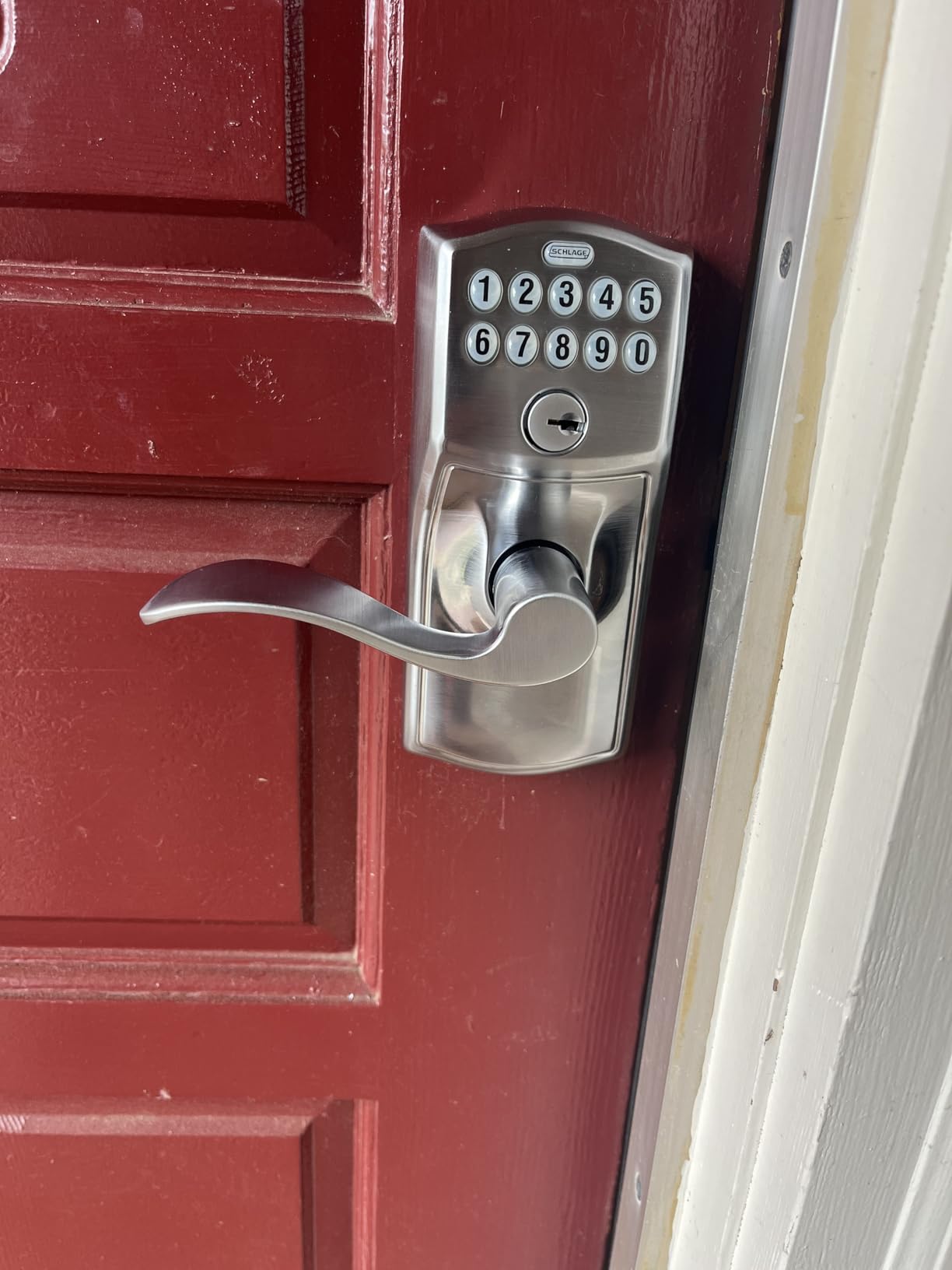 Schlage Camelot Keypad Lock with Lever Handle, Electronic Keyless Door Entry, Flex Lock Auto-Lock Option, Satin Chrome, FE595 CAM 626 ACC customer photo 1