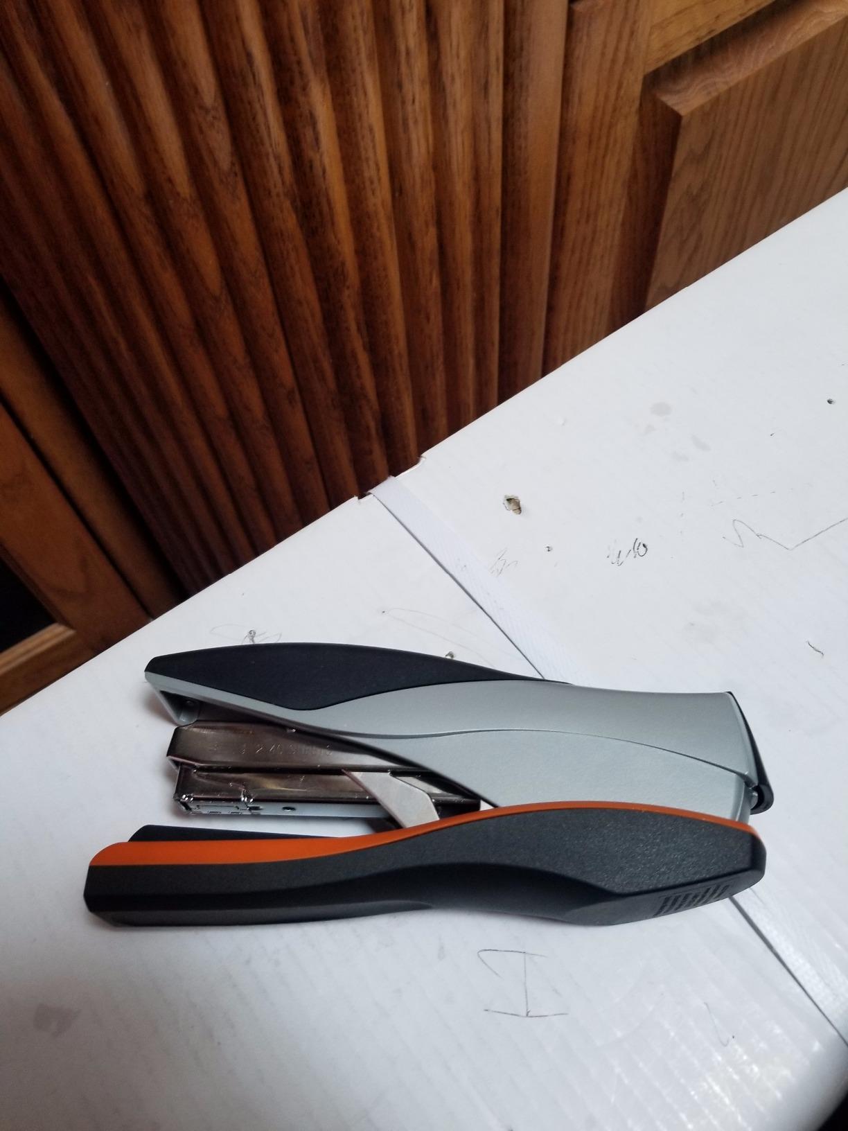 Swingline Stapler, 40 Sheet Capacity, Optima 40, Jam Free, Reduced Effort, Soft Grip, Metal, Orange and Gray (87845) customer photo 2