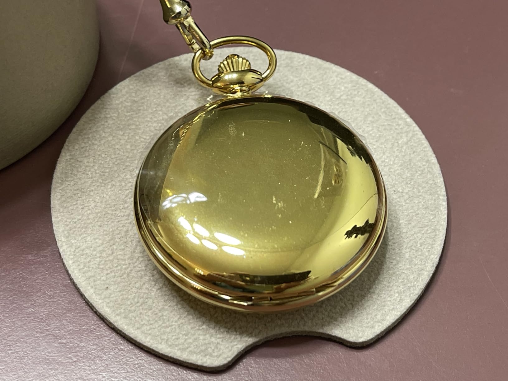 Charles-Hubert, Paris 3904-G Premium Collection Gold-Plated Stainless Steel Polished Finish Double Hunter Case Mechanical Pocket Watch customer photo 1