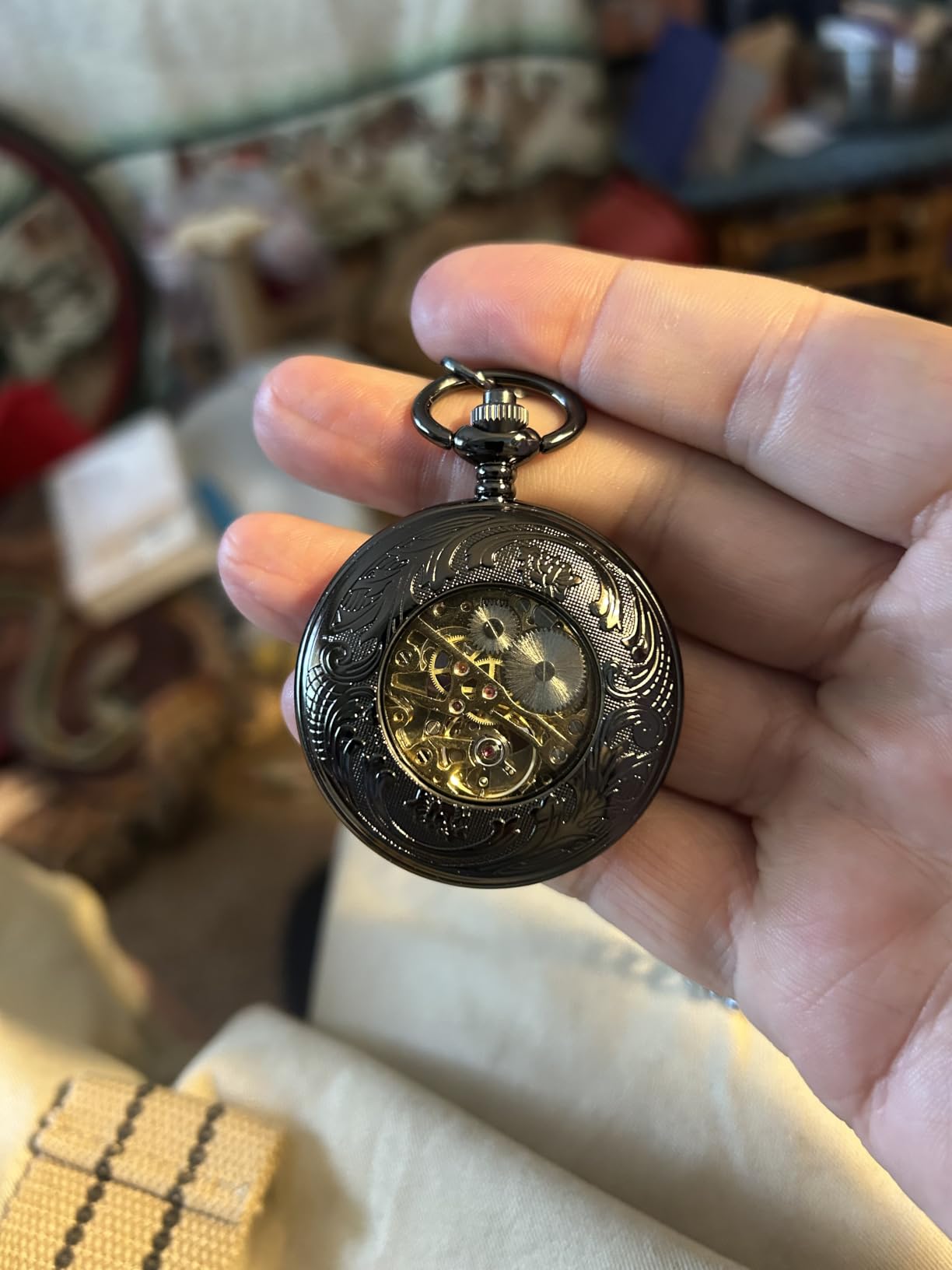 Men's Pocket Watch with Chain | Hand Winding Vintage Pocket Watch | Classic Mechanical Movement Pocketwatch | 1920s Railroad Steampunk Costume Accessory customer photo 2