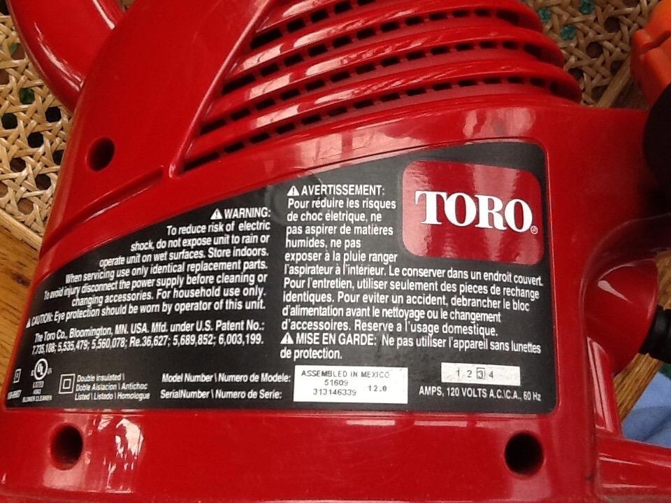 Toro 51609 Ultra 12 amp Variable-Speed (up to 235) Electric Blower/Vacuum with Metal Impeller customer photo 1