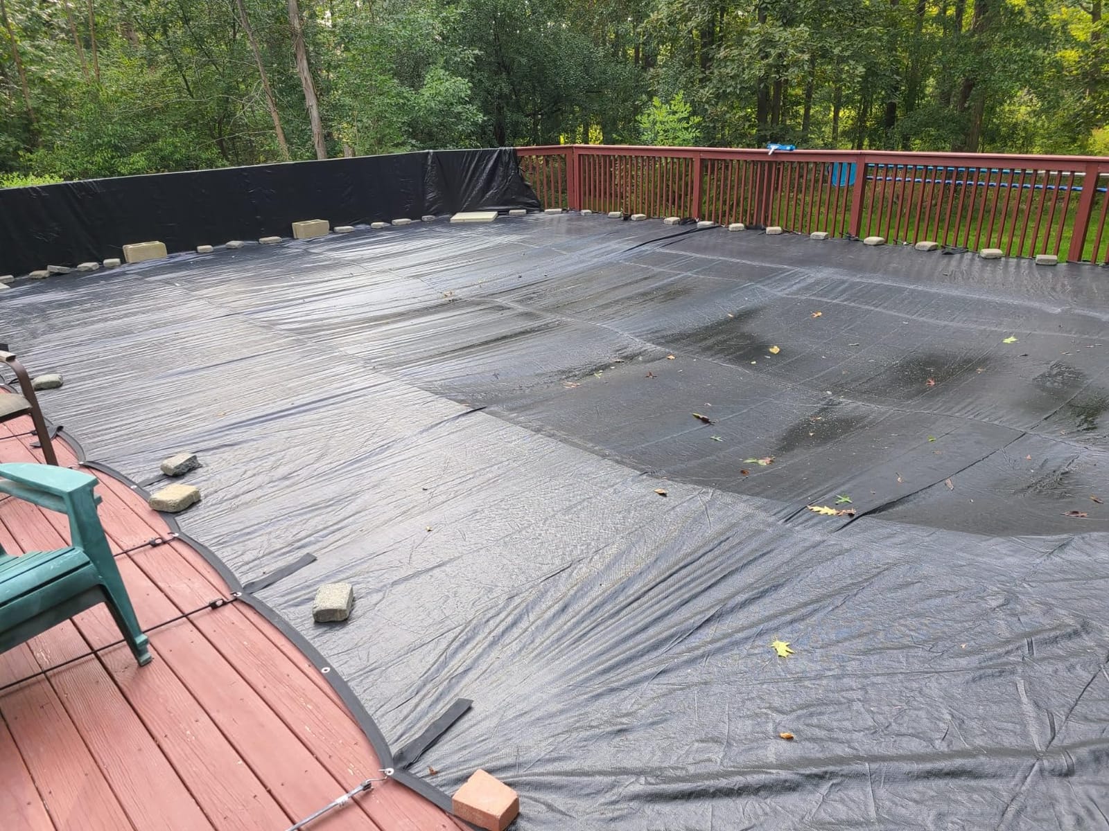 Blue Wave Arctic Armor 30x50-Ft Rectangular Rugged Mesh Inground Pool Cover | Woven Polyethylene, Extra 5-Ft Overlap, Fine Mesh Debris Barrier, Grommets, Water Tube Loops, 8-Year Support, Black customer photo 1