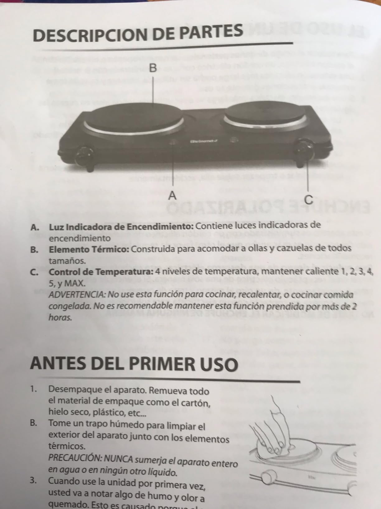 Elite Gourmet EDB-302BF Double Cast Iron Burner, 1500W Hot Plate, Black | Adjustable temperature control, power indicator lights, easy-to-clean surface, countertop design customer photo 2