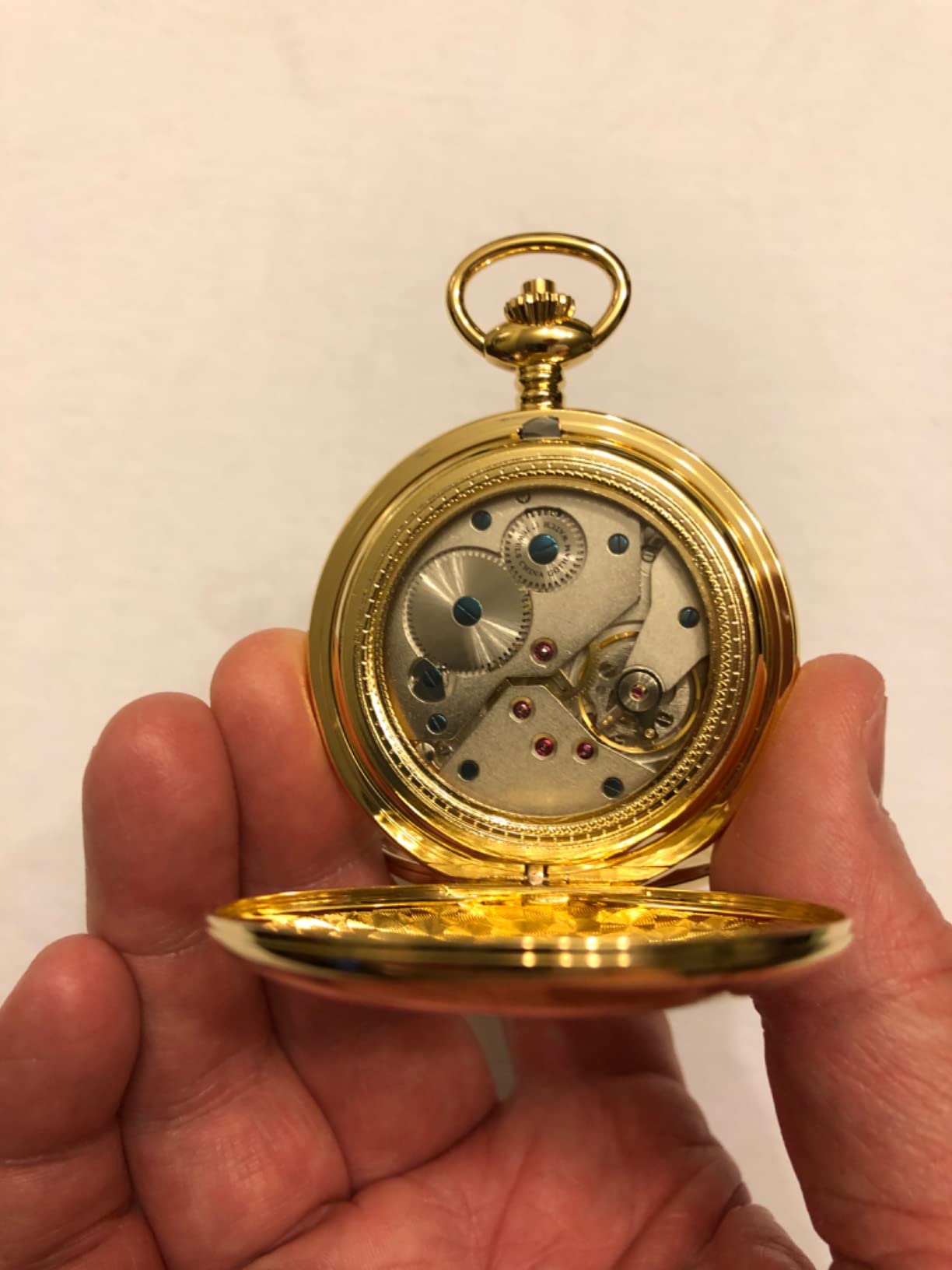 Gotham Men's Silver-Tone Double Cover Exhibition Mechanical Pocket Watch # GWC18800S customer photo 1