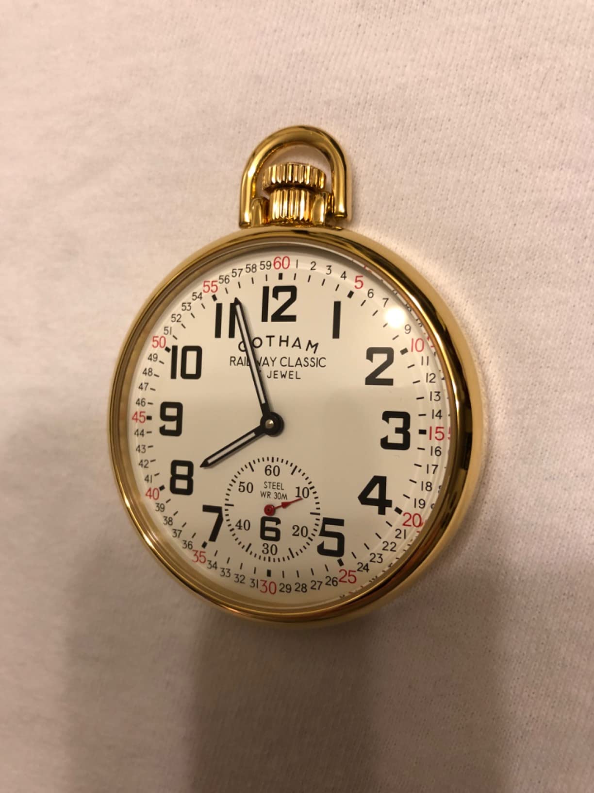 Gotham Men's Silver-Tone Double Cover Exhibition Mechanical Pocket Watch # GWC18800S customer photo 2