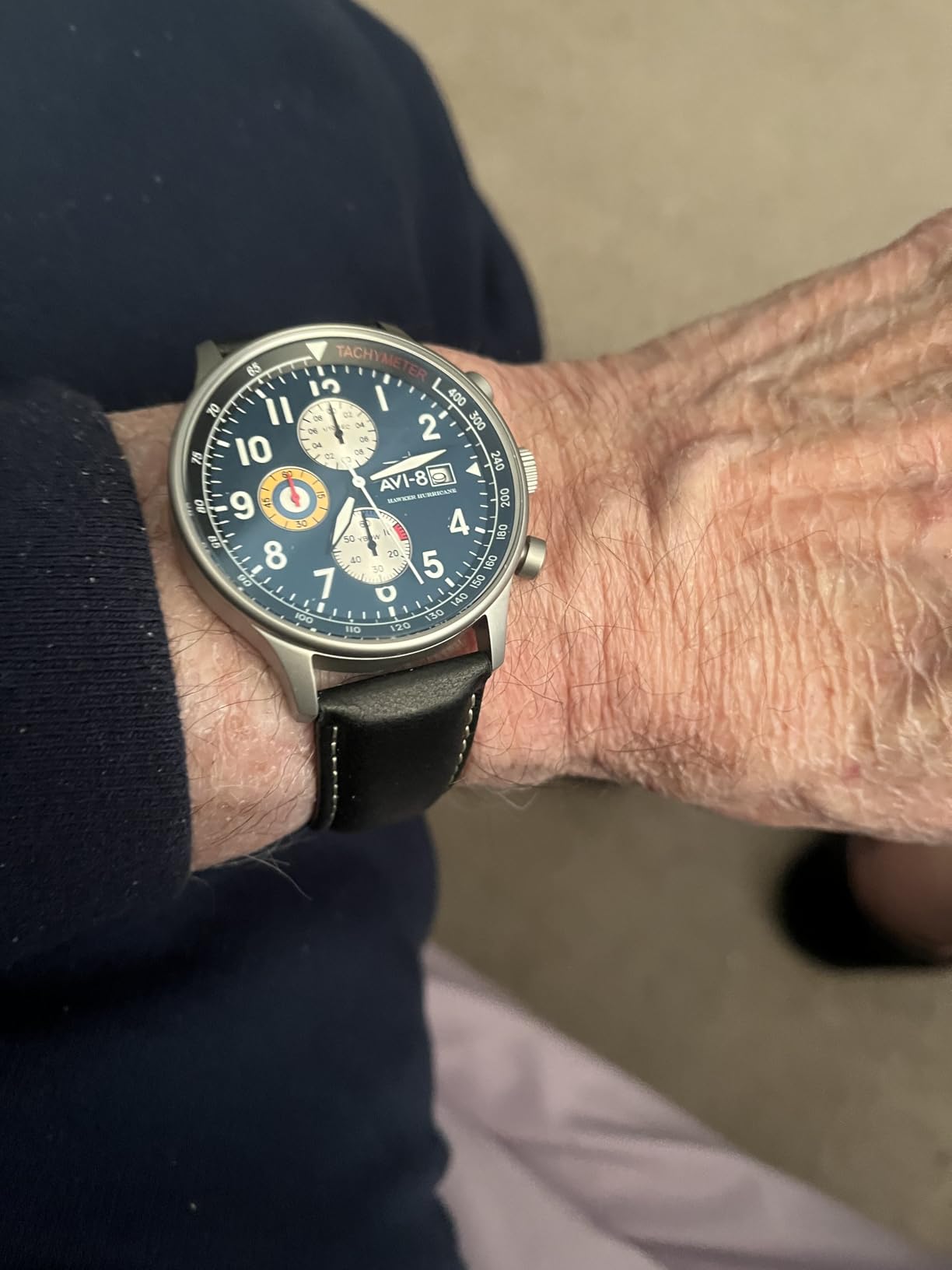 AVI-8 Hawker Hurricane Men's Pilot Watch – Classic Chronograph, Japanese Quartz Movement, Stainless Steel Case, Leather Strap, AV-4011 customer photo 1