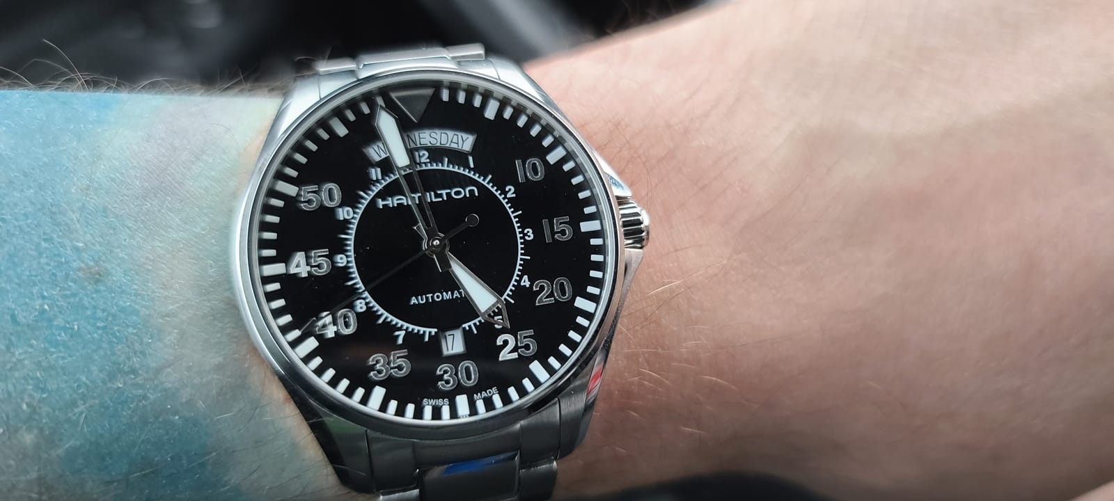 Hamilton Khaki Aviation Automatic Men's Watch, 42mm Stainless Steel Case, Swiss Made, Black Dial Analog Wrist Watch for Men, 100m Waterproof, Sapphire Crystal, Stainless Steel Strap customer photo 1