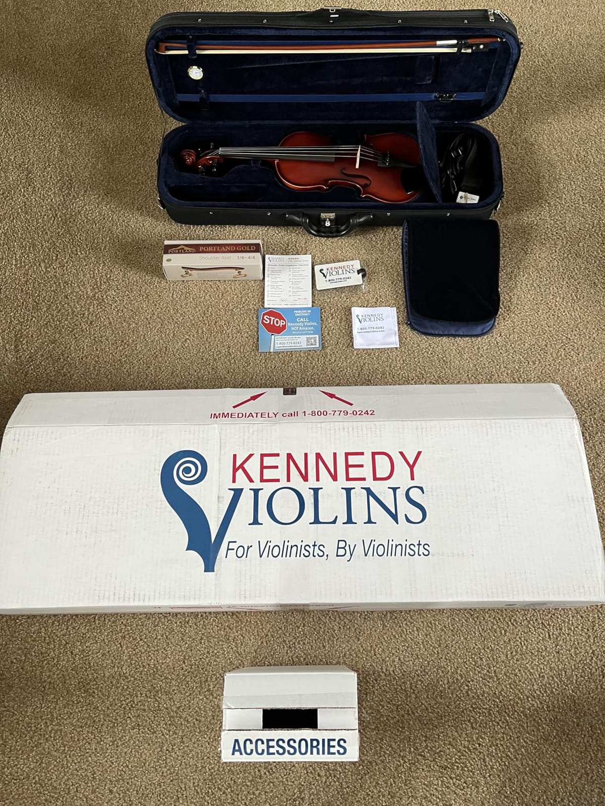 Antonio Giuliani Etude Violin Outfit 4/4 Full Size Clearance By Kennedy Violins - Carrying Case and Accessories Included - Solid Maple Wood and Ebony Fittings AG360 customer photo 2