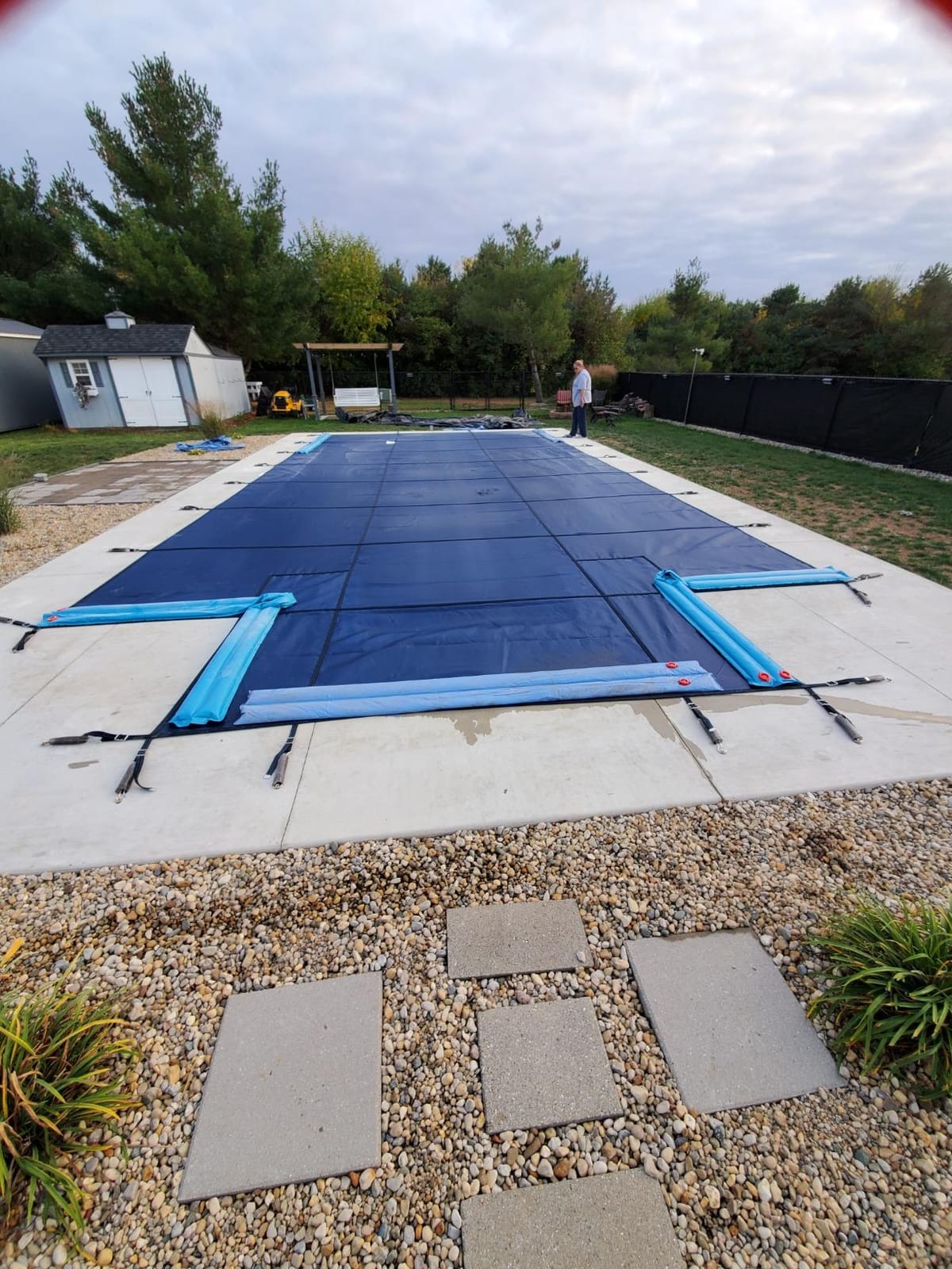 18-Year Mesh 18-ft x 36-ft In-Ground Pool Safety Cover with 4-ft x 8-ft Center Step - Blue customer photo 2