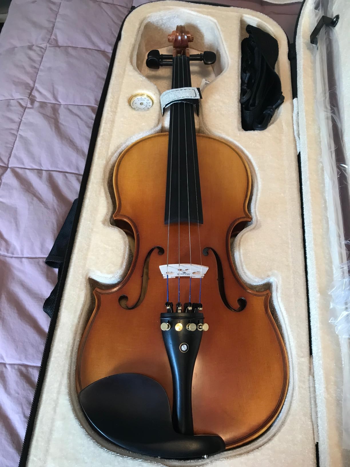 Cecilio Violin 4/4 Full Size Kit Hand Oil Rub Highly Flamed 1-Piece Back Solidwood Violin with Premium Strings, Size 4/4 (Full Size) customer photo 2