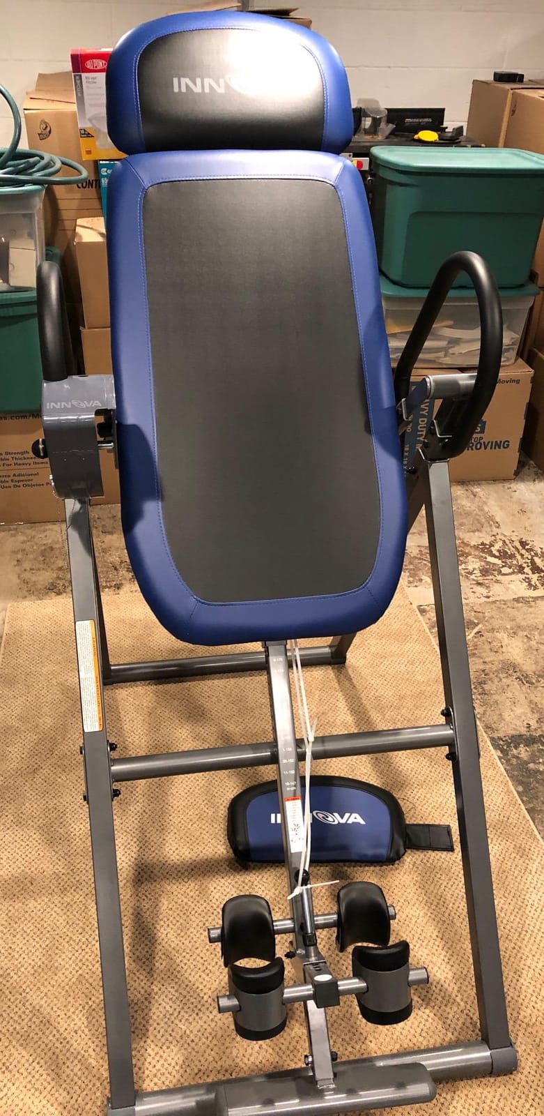 INNOVA HEALTH AND FITNESS ITM4800 Advanced Heat and Massage Inversion Table, Black/ Blue / Gray customer photo 1