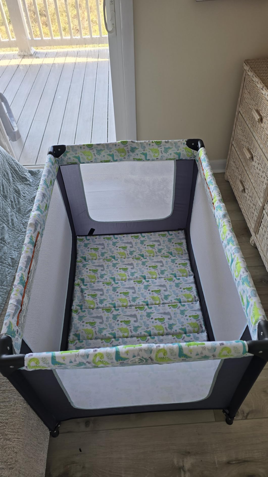 Dream On Me Zodiak Portable Playard, Compact for Travel, Carry Bag, Gray & Pink | Removable 1
