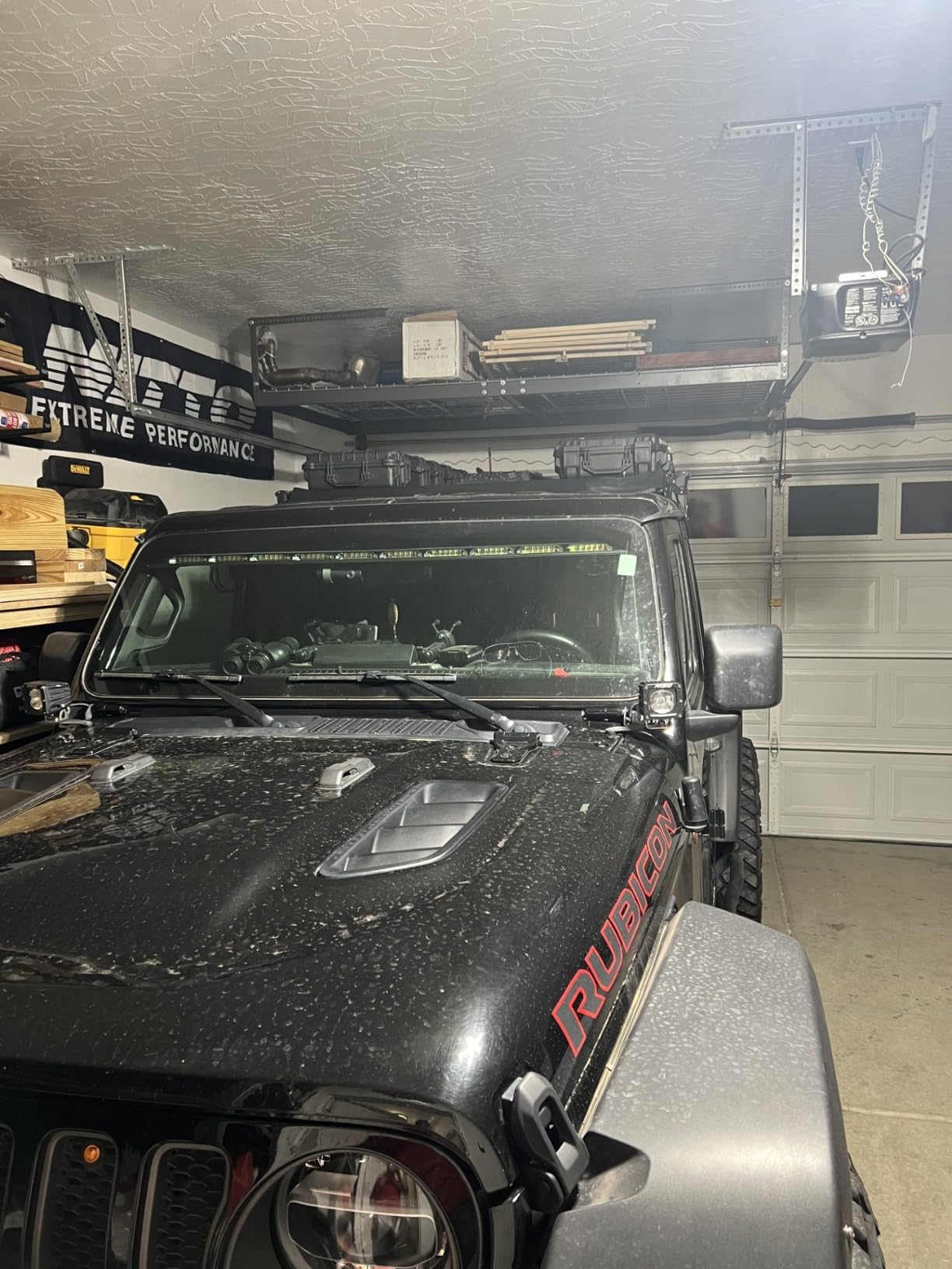 MonsterRax Overhead Garage Storage Rack - 4 x 8 Ceiling Racks for Garage, Organization Shelving, Hanging Shelf, Grey, 24