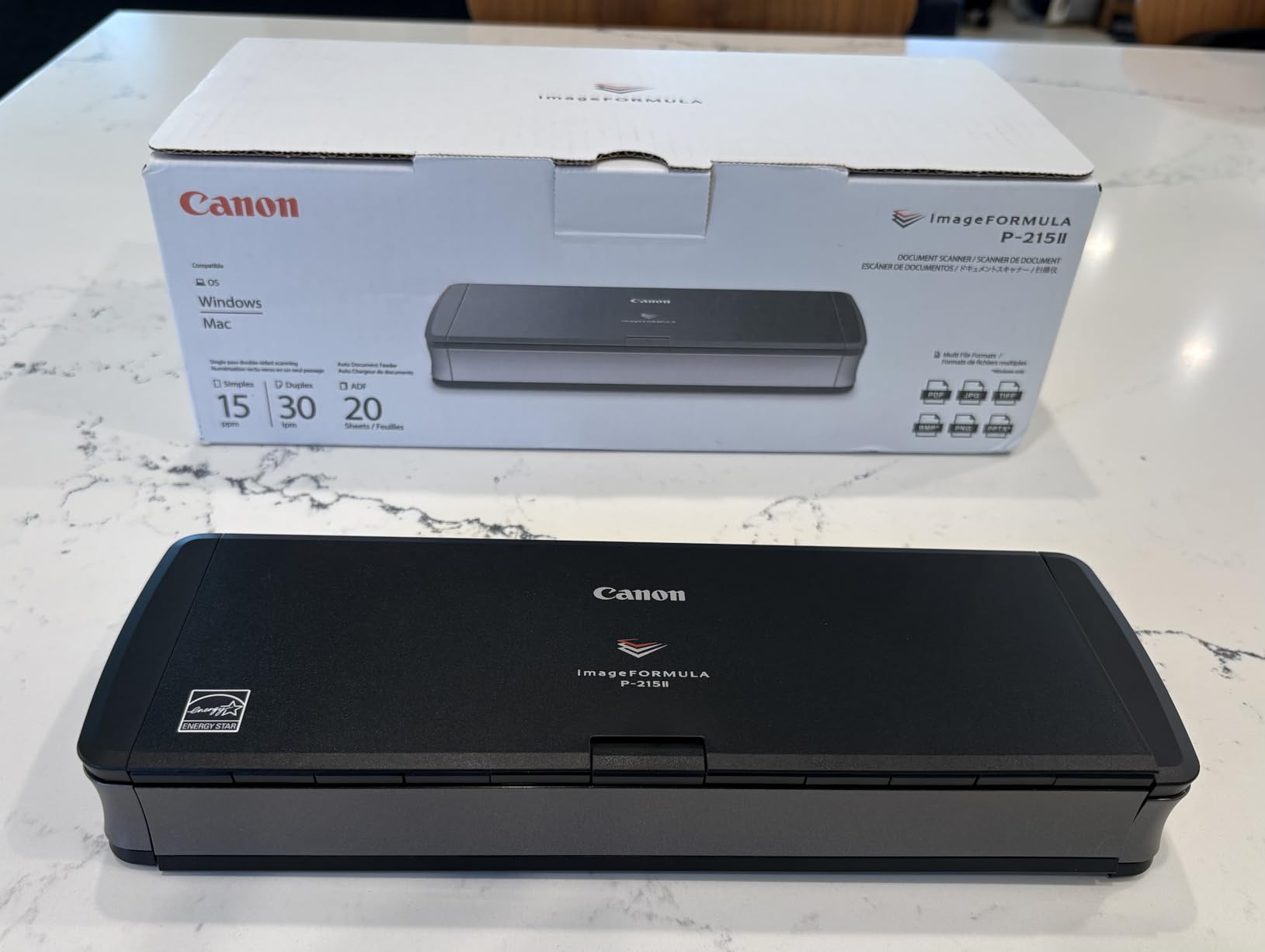Canon imageFORMULA P-215II Mobile Document Scanner, Black, 1.6