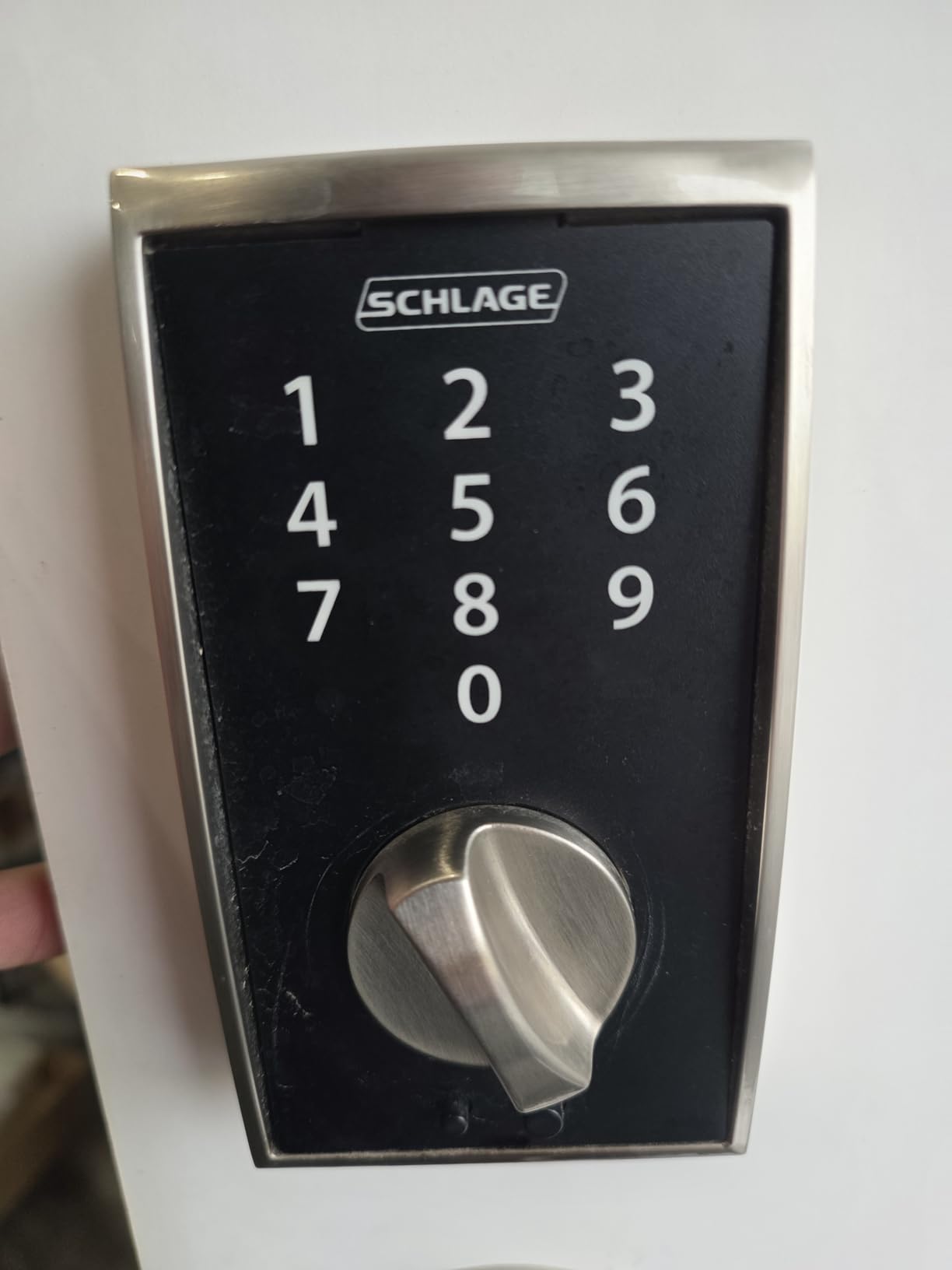 Schlage Touch Electronic Deadbolt Lock with Camelot Trim, Satin Nickel | Keyless entry door lock, Electronic touchscreen keypad deadbolt, 100% keyless, Certified security, Easy install, BE375 customer photo 2
